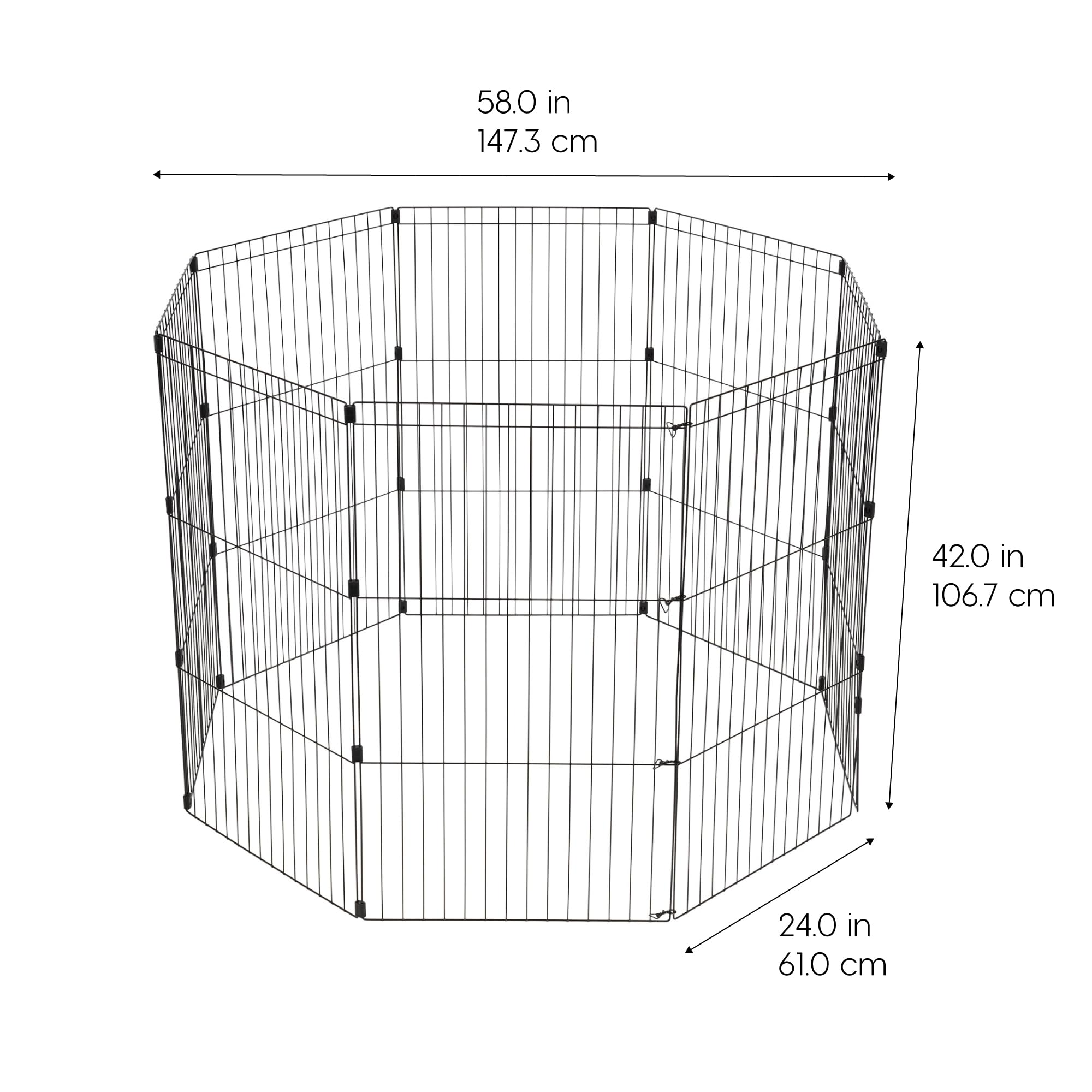 Iris Usa Metal Dog Playpen, 8-Panel 42'' Pet Playpen, Puppy Playpen, Indoor/Outdoor Dog Fence, 58 X 58 X 42, Foldable, Customiza