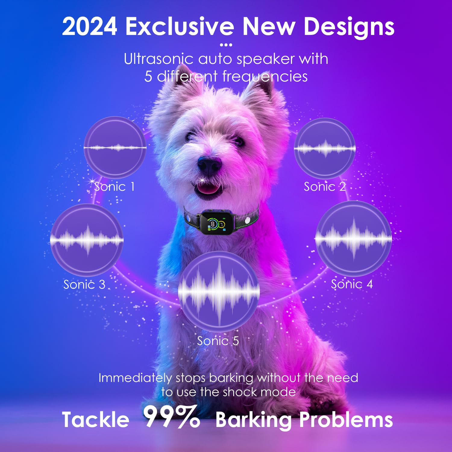 Dog Bark Collar 2 Pack,No Shock Rechargeable Smart Barking Collar For Small Medium Mini Dogs,Anti-Bark Collar For Small Dogs,Bar