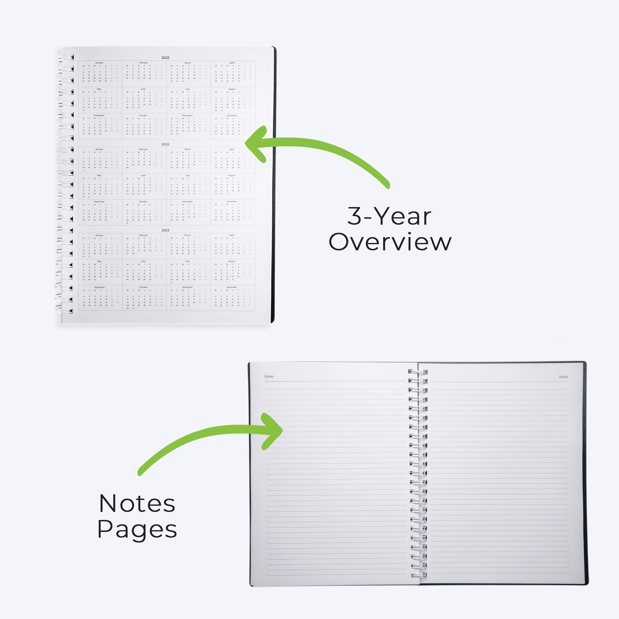 Walldeca 2023 Annual Weekly Planner, Weekly  Monthly Planner, Jan 2023 - Dec 2023  Flexible Cover, Notes Pages, Twin-Wire Bindin