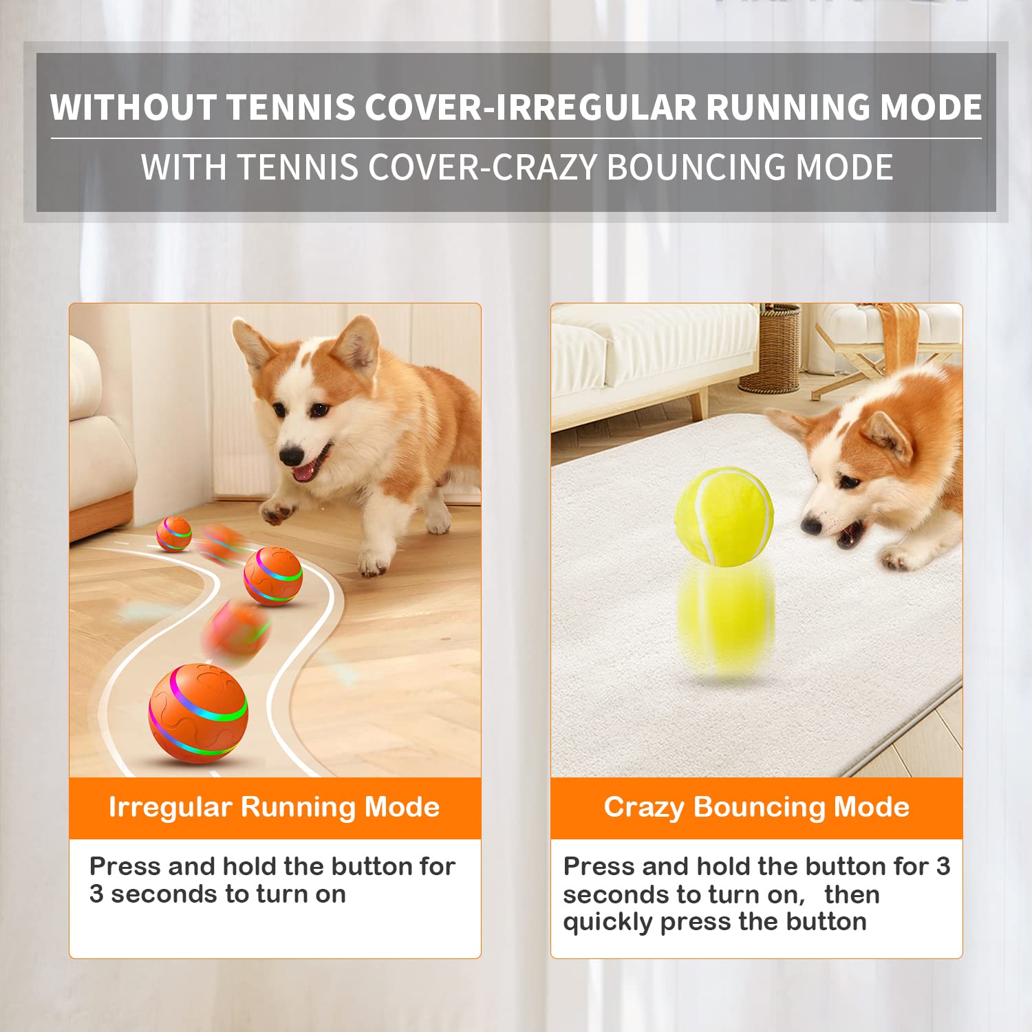PetDroid Interactive Dog Ball Toys,Durable Motion Activated Automatic Rolling Ball Toys for Puppy/Small/Medium Dogs,USB Recharge