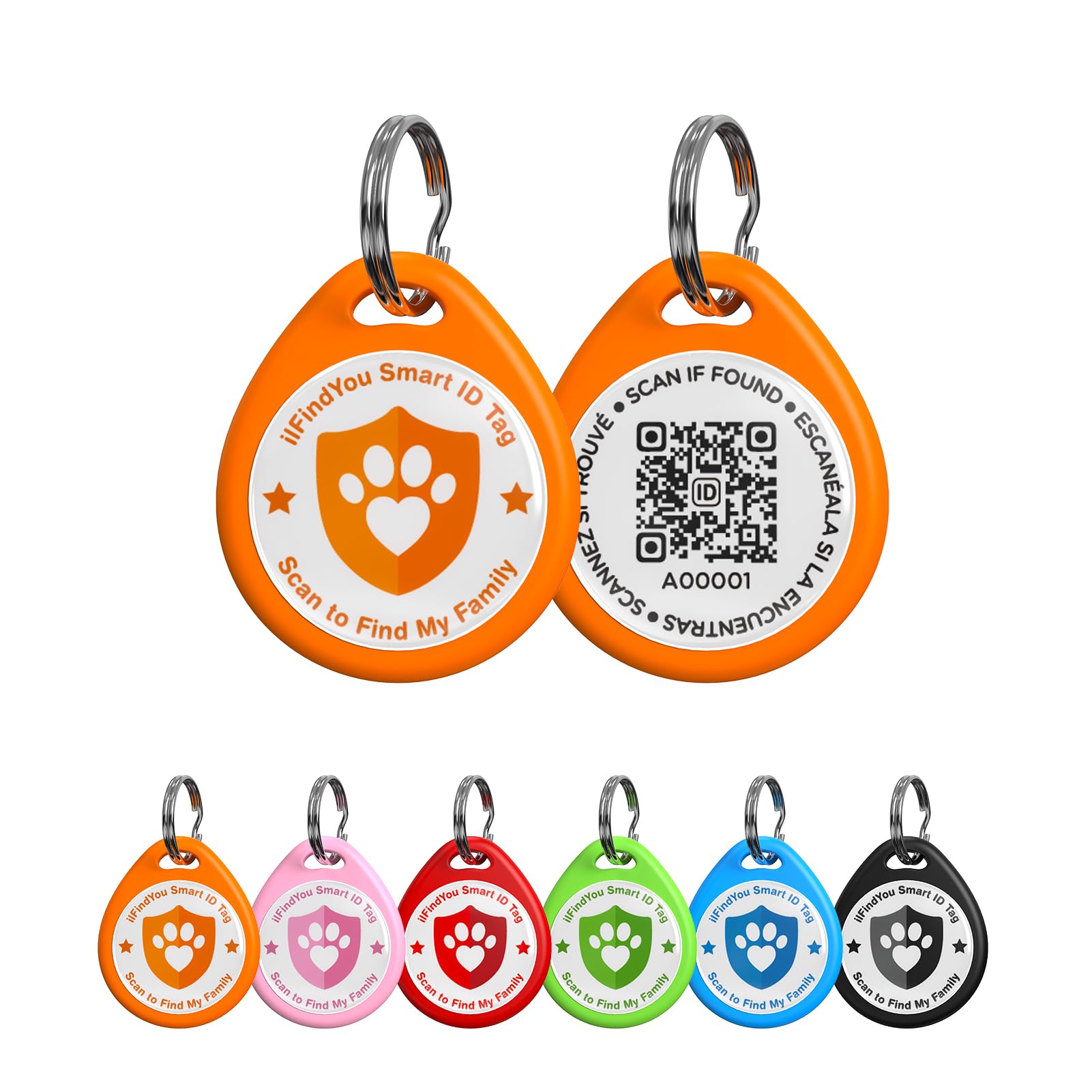 ilFindYou Cat Tags Personalized Small, QR Code Cat Name Tag for Cat Kitten Collar, Cat Tracker Scan Location Alerts, Orange S