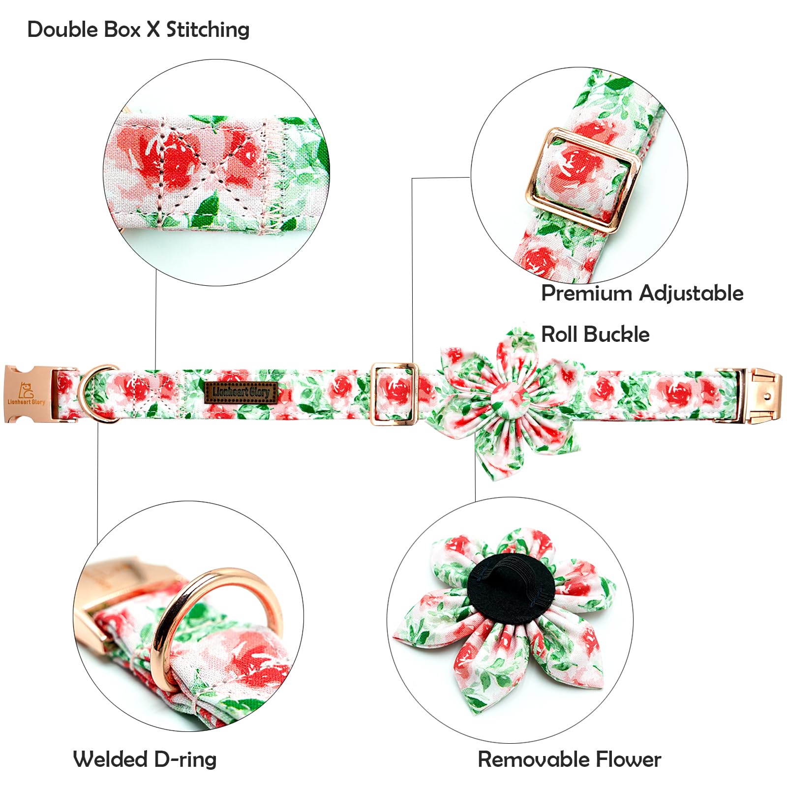 Lionheart glory Dog Collar Flowers Collar Floral Dog Collar with Flower Spring Summer Cute Collar Dog Boy or Girl Dog Collars So