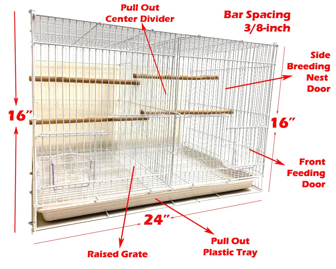 Small Aviary Canary Finch Budgie Lovebird Parakeet Breeding Bird Flight Cages, Pack Of 6, 24 X 16 X 16 H (Black, Center Divider)