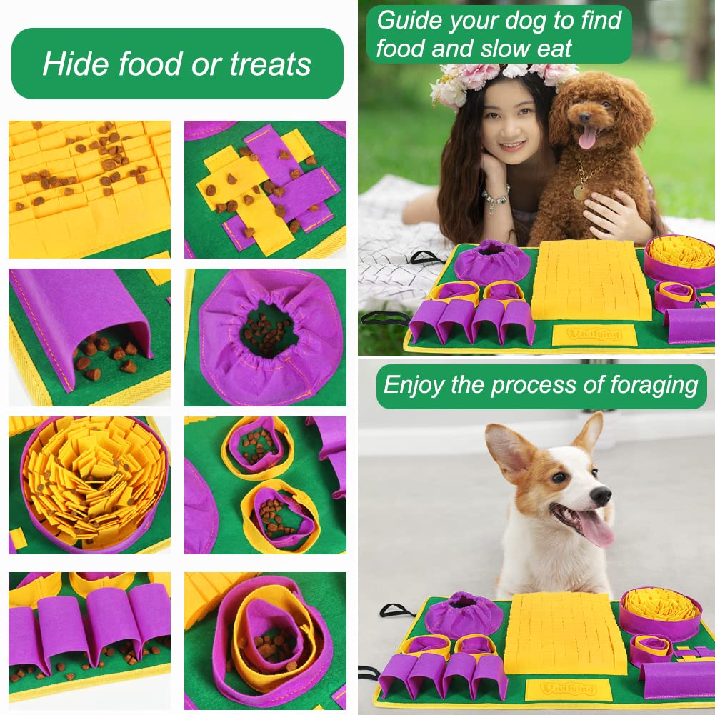 Vivifying Snuffle Mat for Dogs, Interactive Dog Puzzle Toys for Boredom and Mental Stimulation, Sniff Mat Helps Small Dogs and C