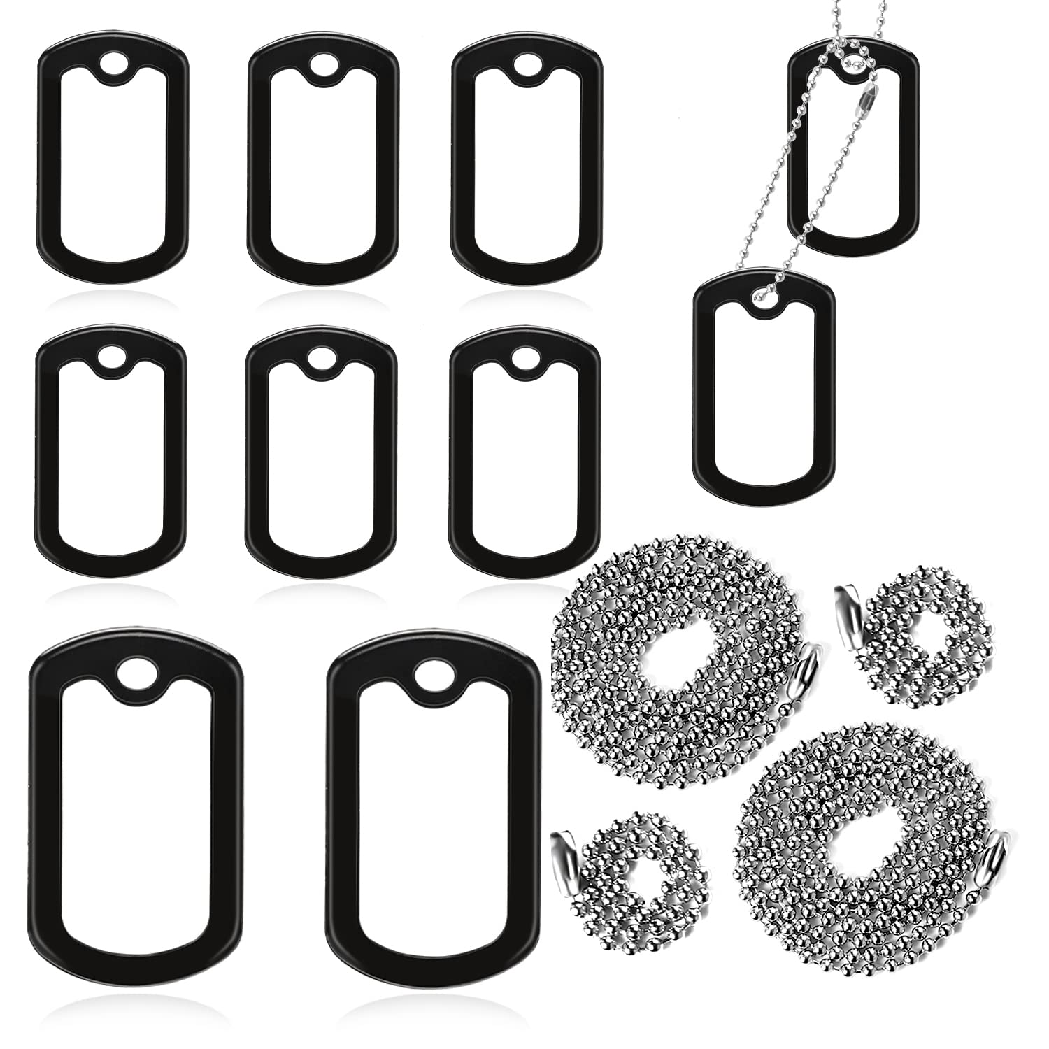 10 Pack Military Dog Tag Silencers, Military Engraved Dog Tag Silicone Case With 4 Chains Black Army Dog Tags Silencers For Authentic Military Id Tags Rubbers Case To Reduce Noise And Protect Tag