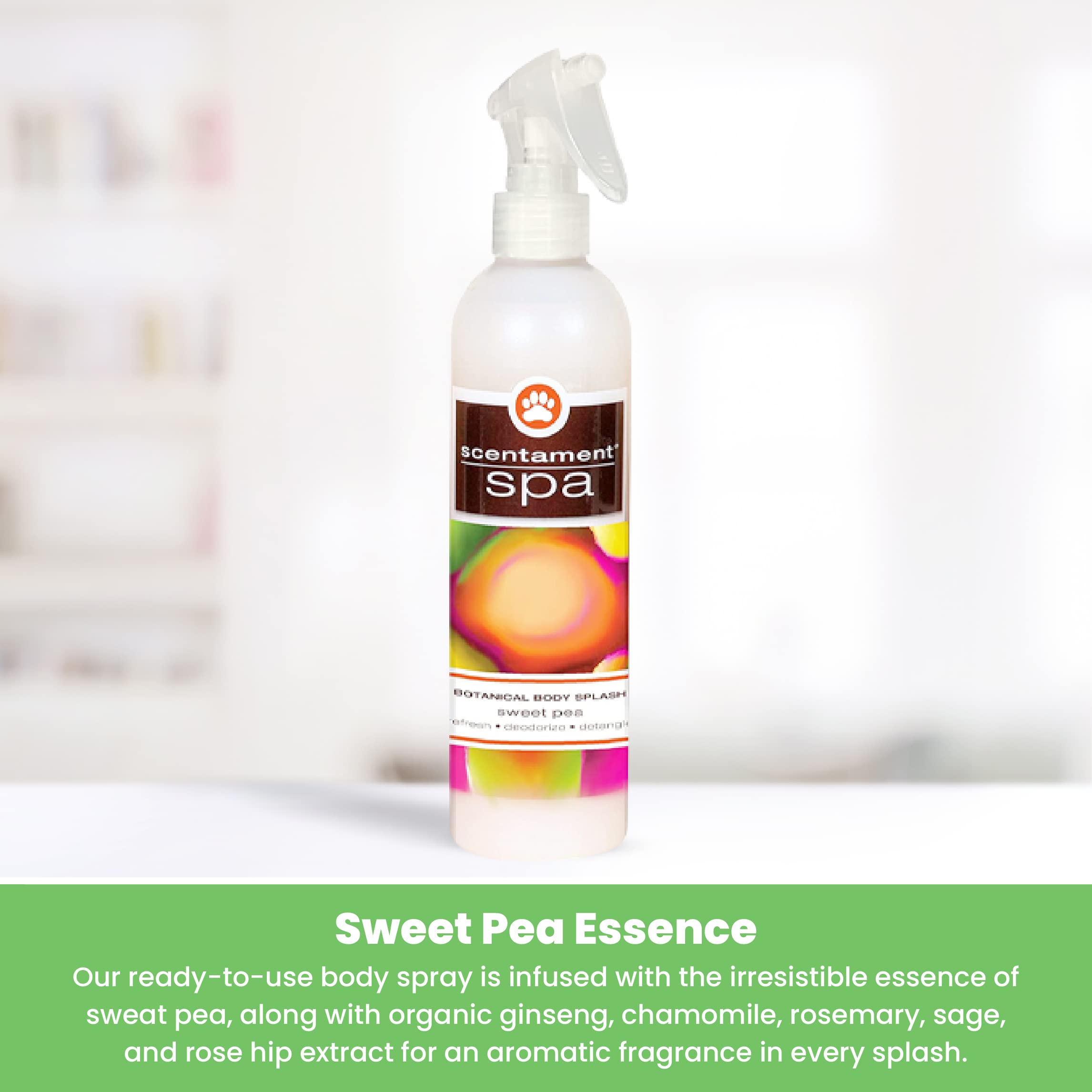 Best Shot Scentament Spa Botanical Body Spray, Body Spray Conditioner For Pets, Cat And Dog Cologne Spray, Sweet Pea, 8 Oz