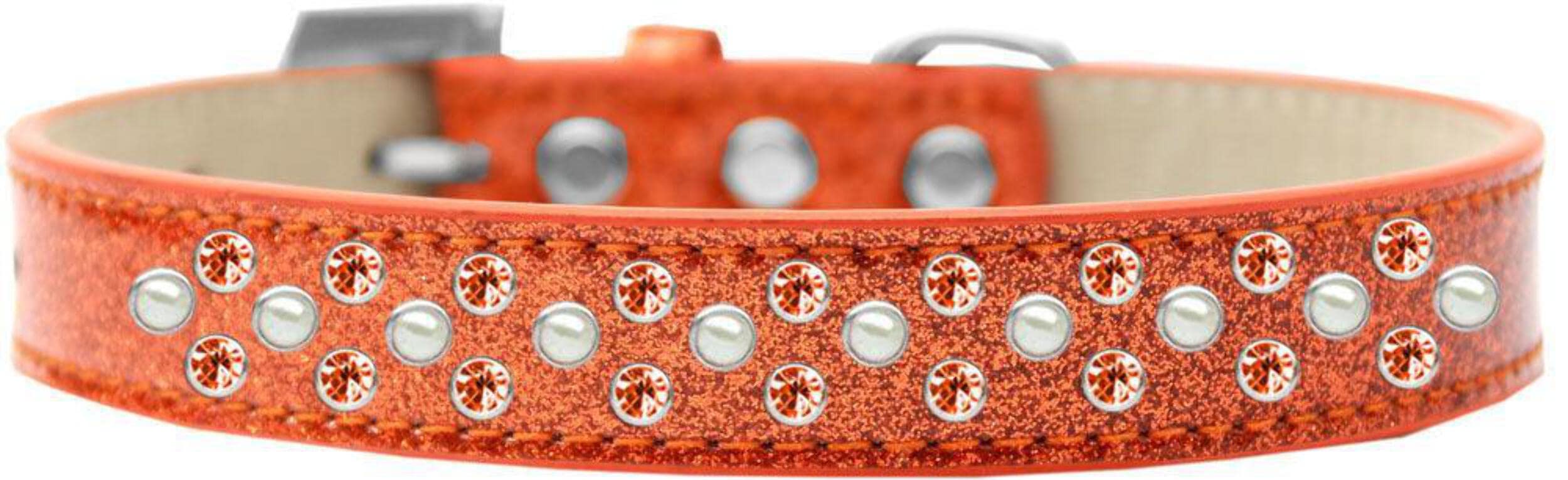Mirage Pet Products Sprinkles Ice Cream Dog Collar with Pearl and Orange Crystals, Size 14, Emerald Green