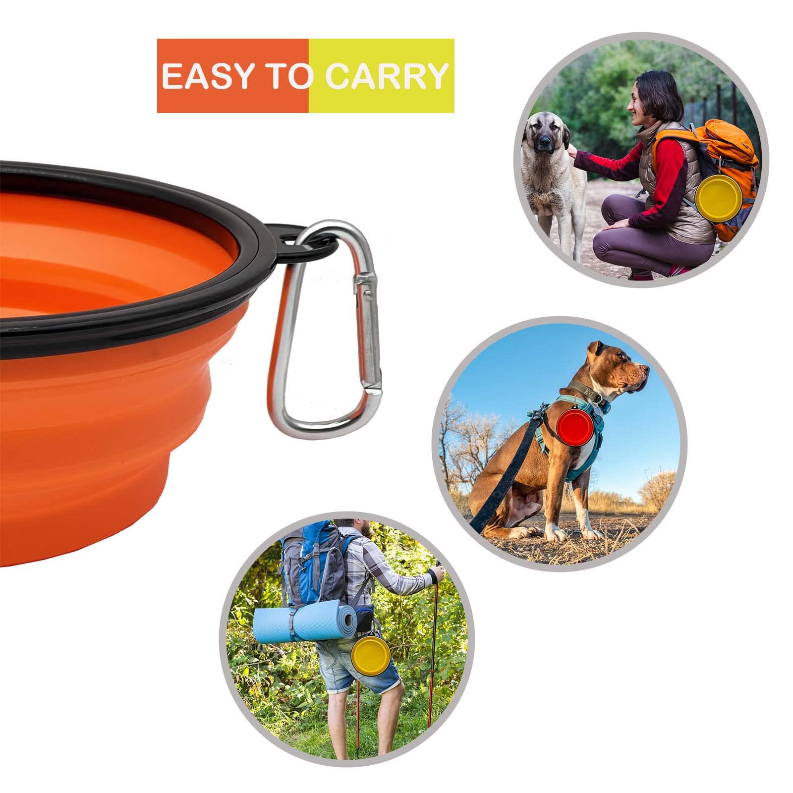 Large Collapsible Dog Bowl 35Oz,2 Pack Portable And Foldable Pet Travel Bowls With 2 Carabiners For Dogs Cats And Small Animals