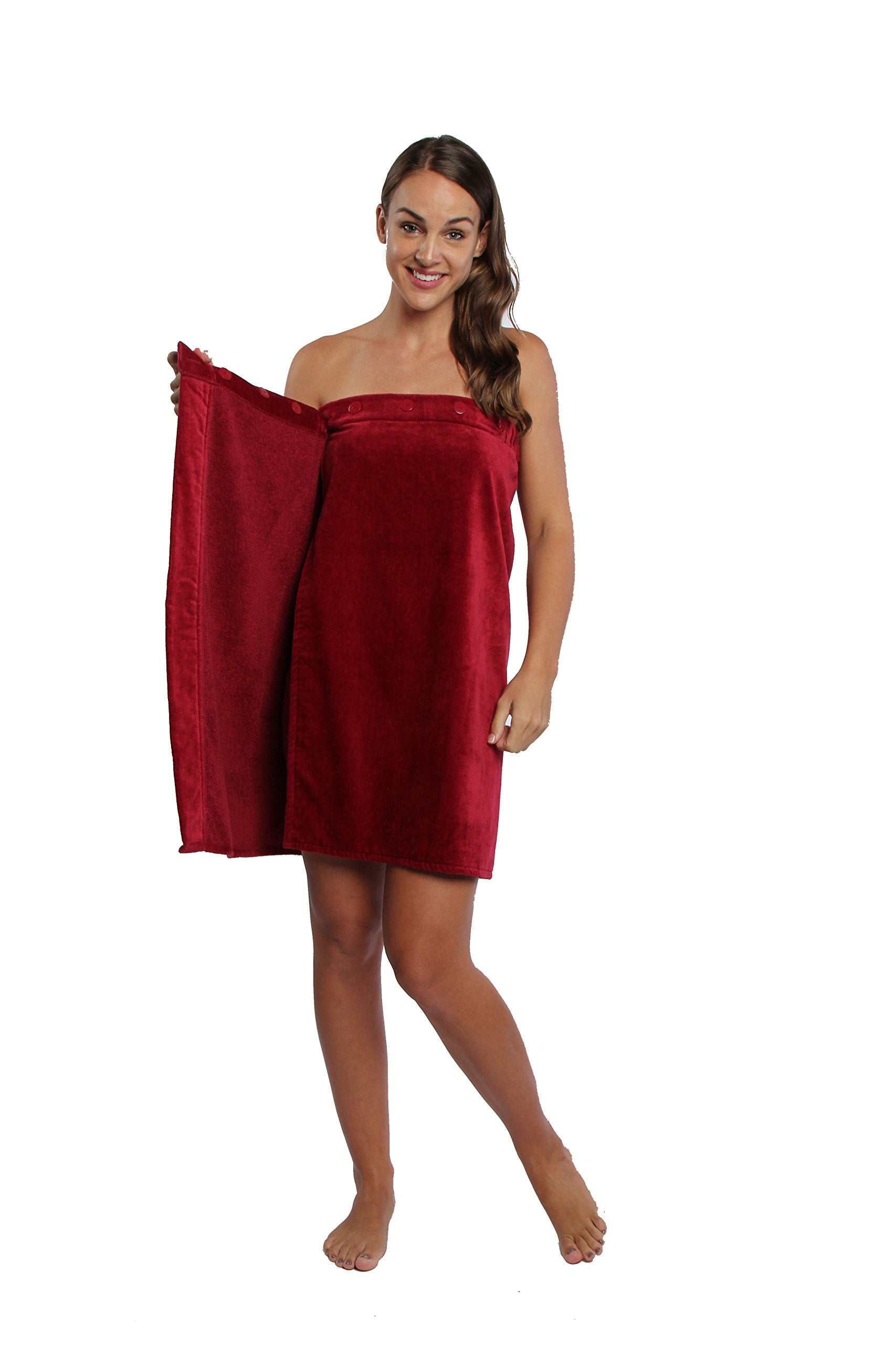 Turkishtowels Parador White Spa Towel Wrap (Medium, Burgandy)