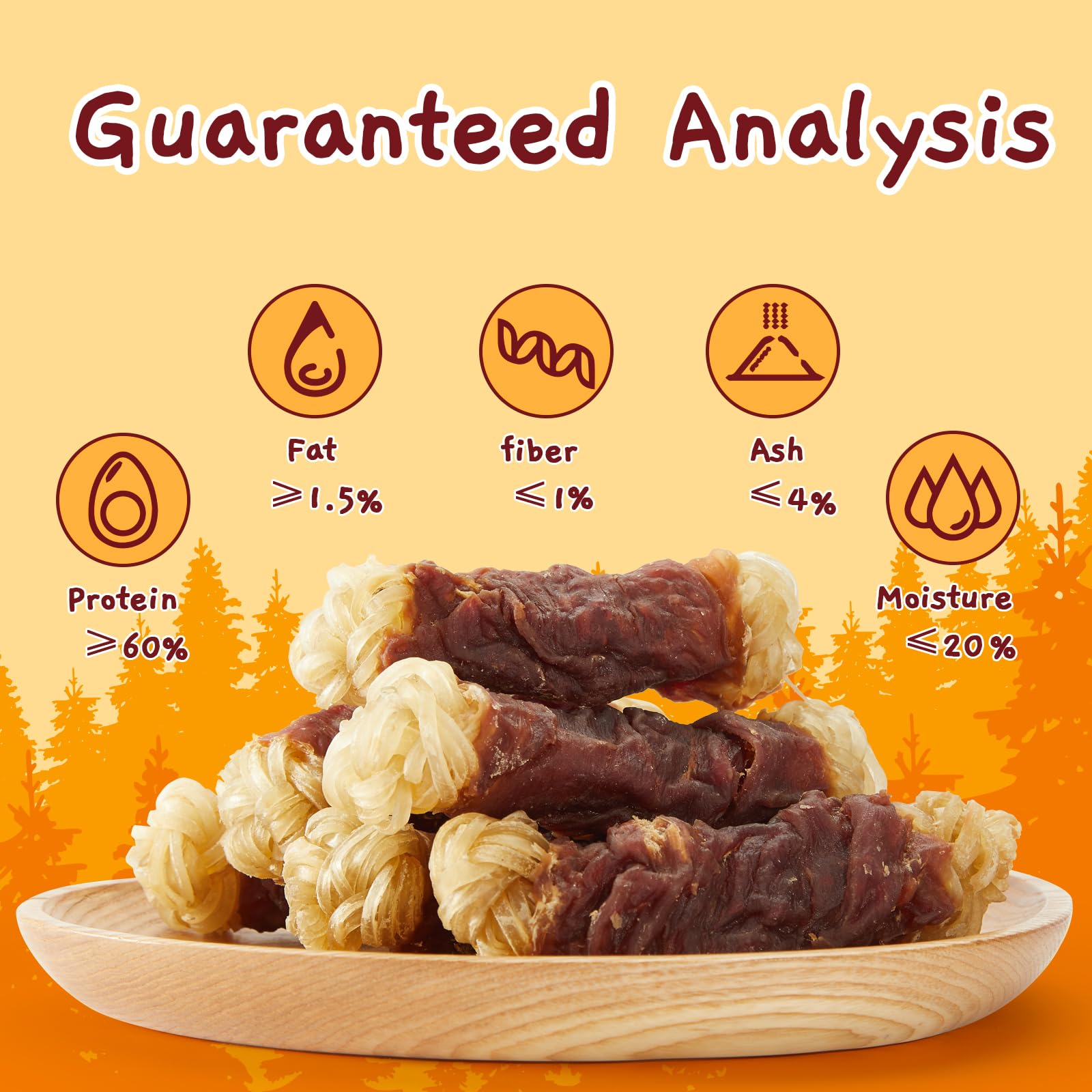 Jungle Calling Beef Tendons for Dogs, Duck Wrapped Tendons Dog Chews Long Lasting Hip and Joint Supplement for Dogs with Glucosa