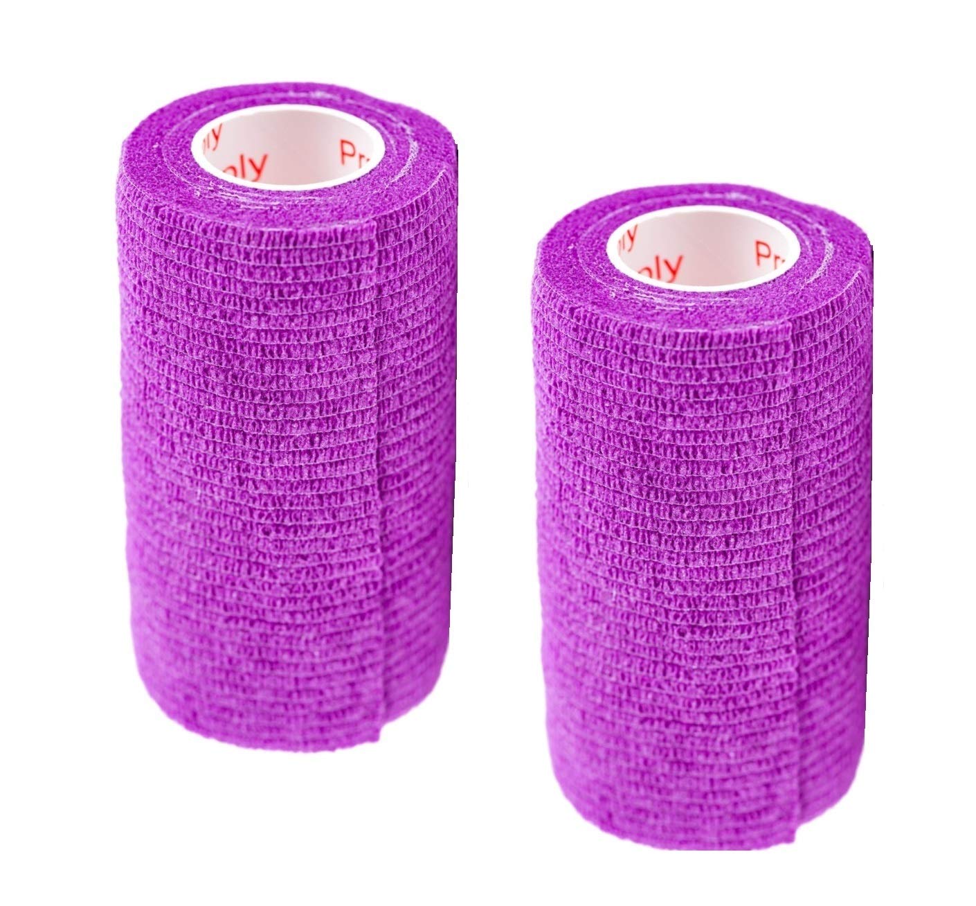 Vet Wrap Tape (Purple) (2 Pack) (4 Inch x 15 feet) Self Adhesive Adherent Adhering Cohesive Flex Self Stick Bandage Grip Roll Do