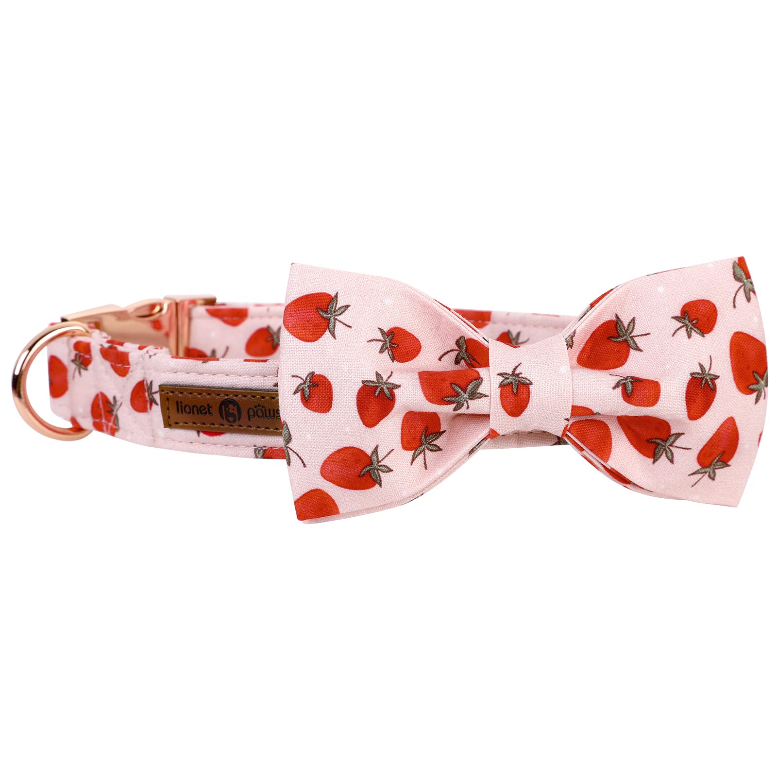 Lionet Paws Dog Collar With Bowtie - Summer Cute Cotton Adjustable Bowtie Dog Collar With Metal Buckle For Medium Dog Girl Boy,
