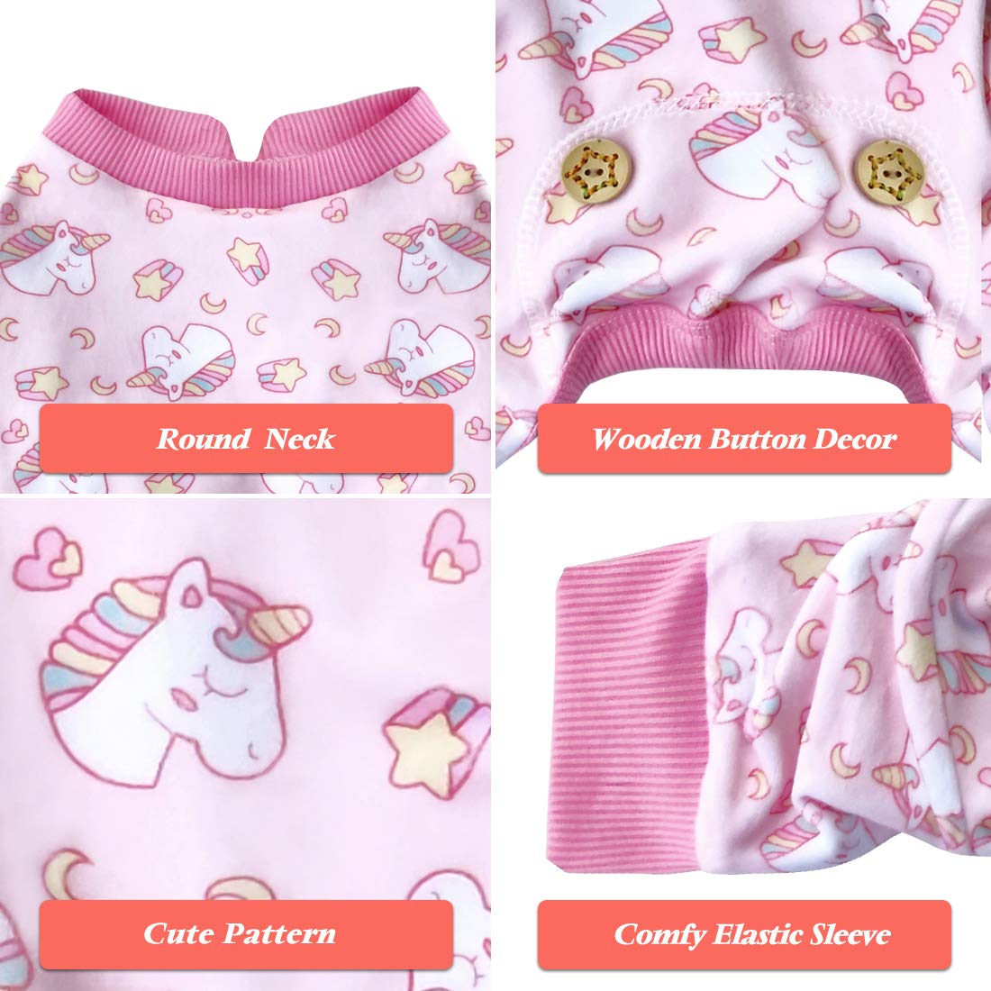Kyeese Dog Pajamas Unicorn Soft Material Stretchable Dog Pajamas Onesie Pet Pjs For Fall Winter