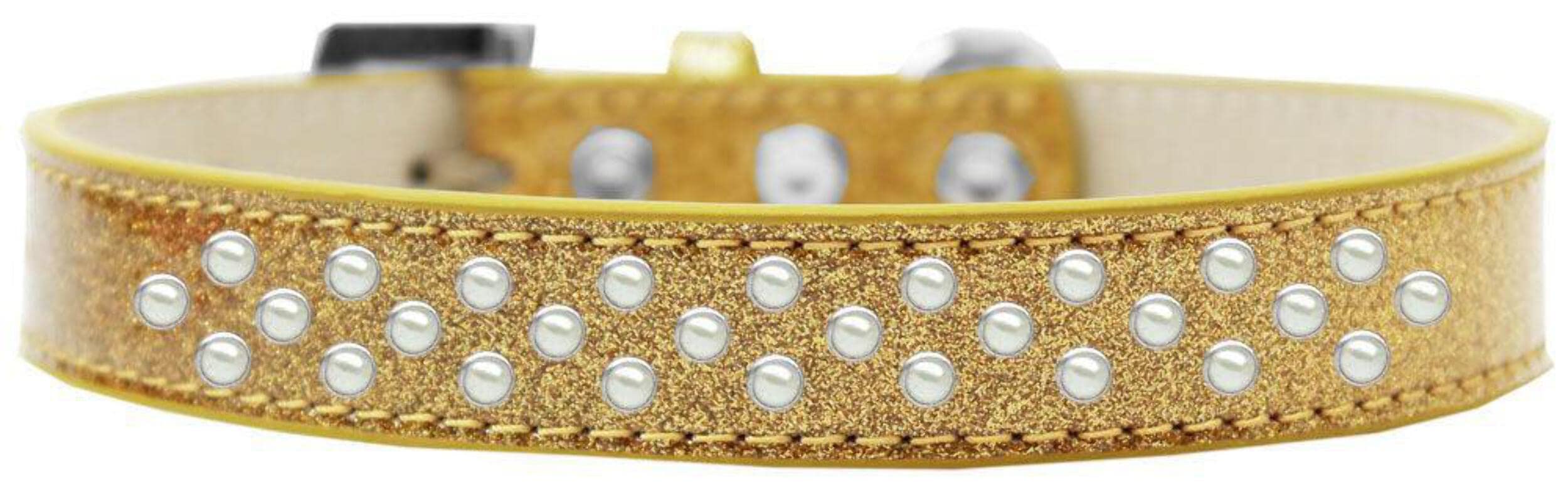 Mirage Pet Products Sprinkles Ice Cream Dog Collar with Pearls, Size 12, Gold