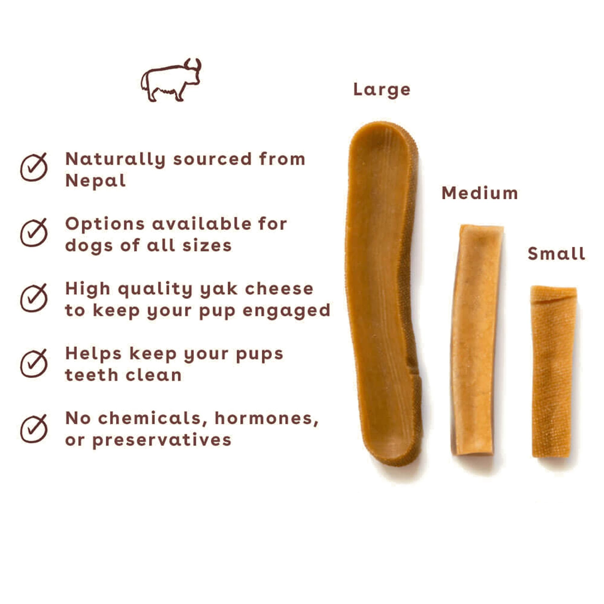 Pupford Yak Cheese Chews for Dogs & Teething Puppies, Natural, Long-Lasting Himalayan Dental Treats (3 Pack Small)