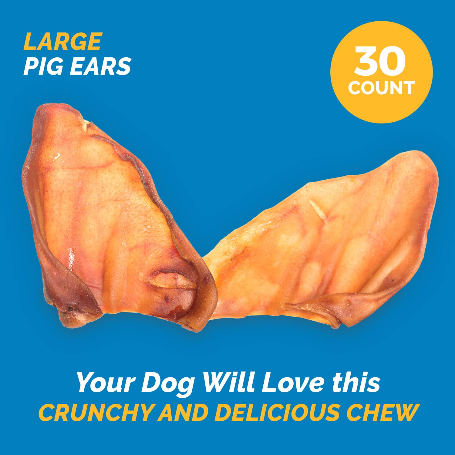 123 Treats Pig Ears for Dogs - 100% Natural Long Lasting Pork Dog Chews with Delicious Dog Chew Treat, Ideal for All Chewers, He