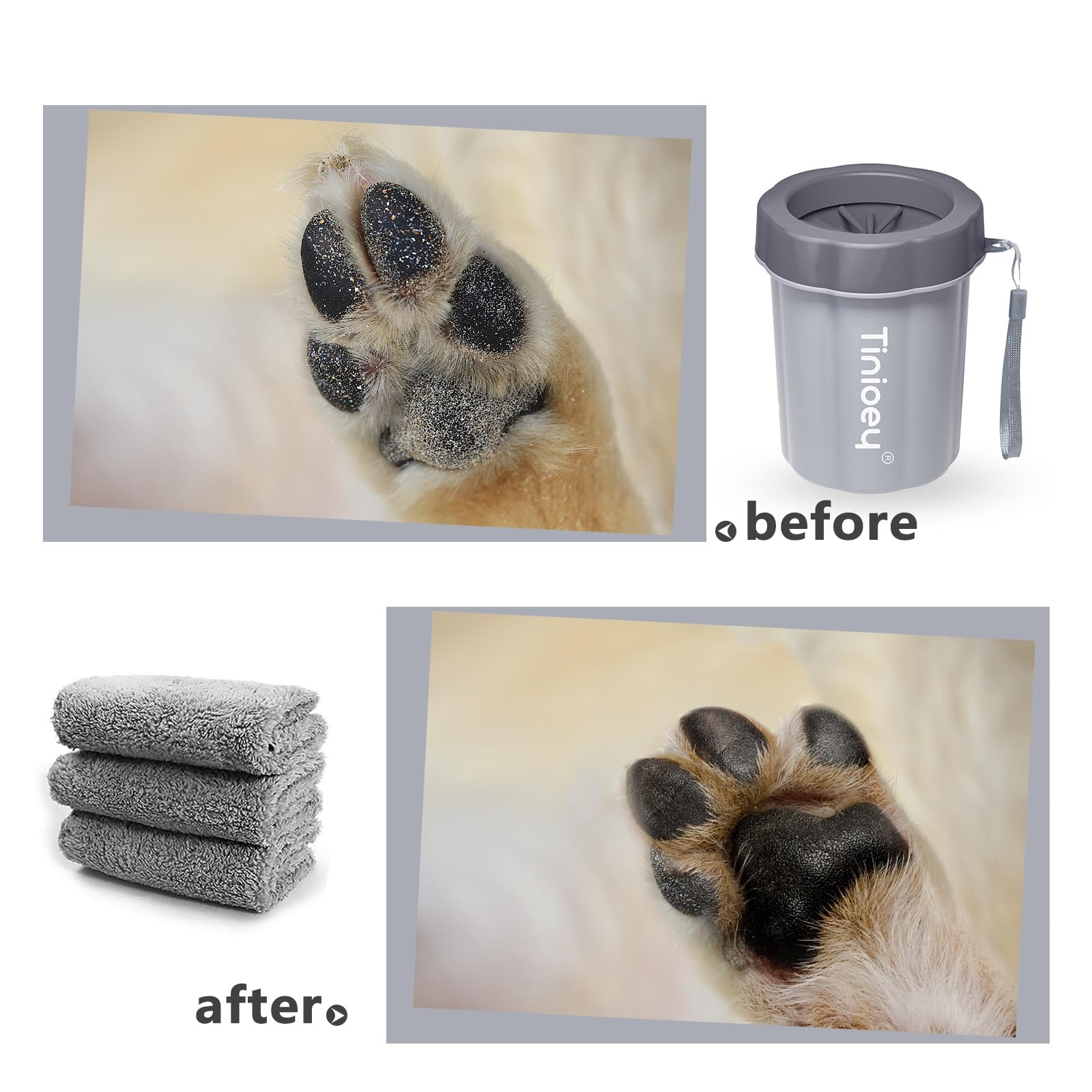 Dog Paw Cleaner For Medium Dogs (With 3 Absorbent Towels), Dog Paw Washer, Muddy Paw Cleaner, Pet Foot Cleaner