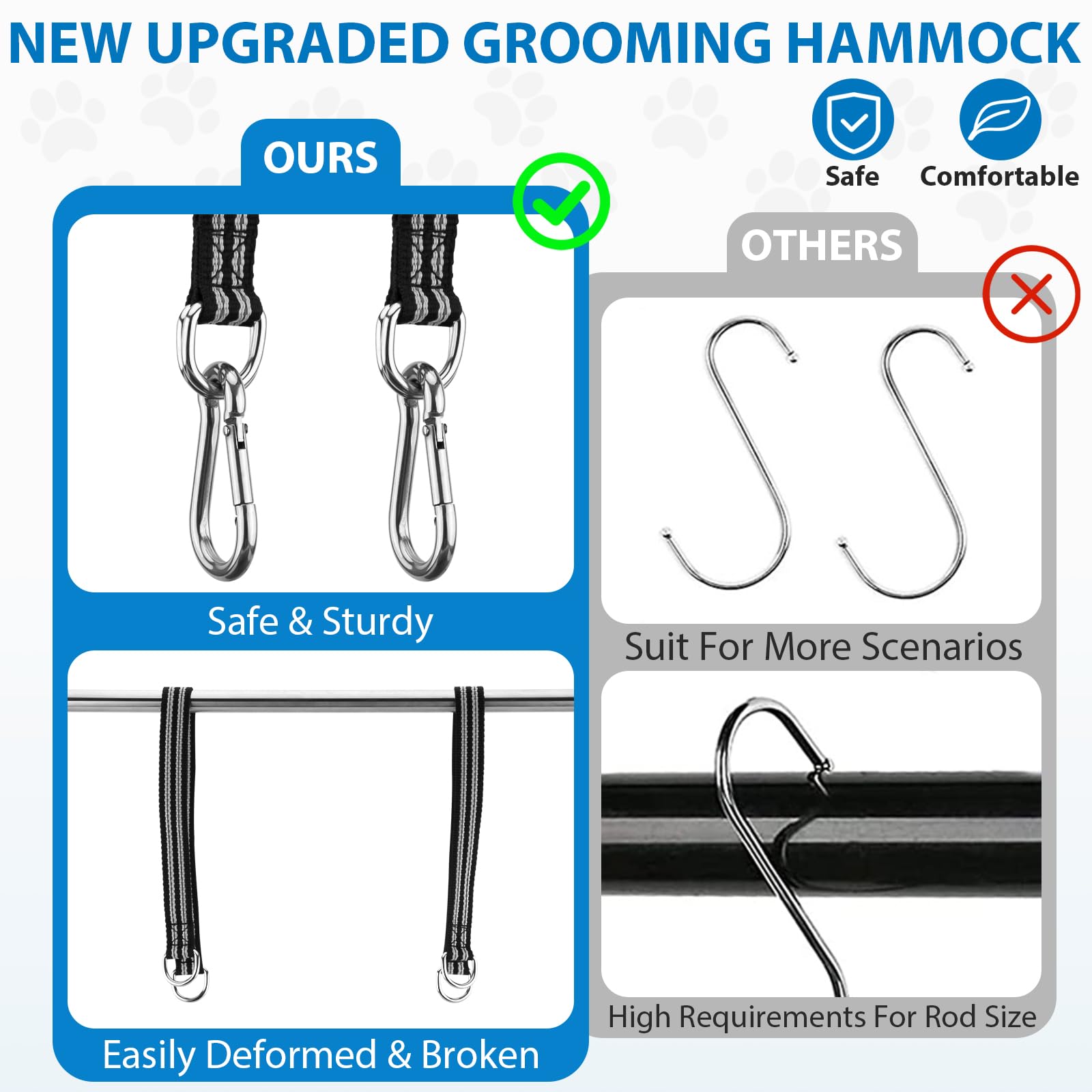 ATESON Pet Dog Grooming Hammock Harness for Medium Dogs Nail Trimming, Dog Sling for Cutting Nails, Dog Hanging Holder Hanger wi