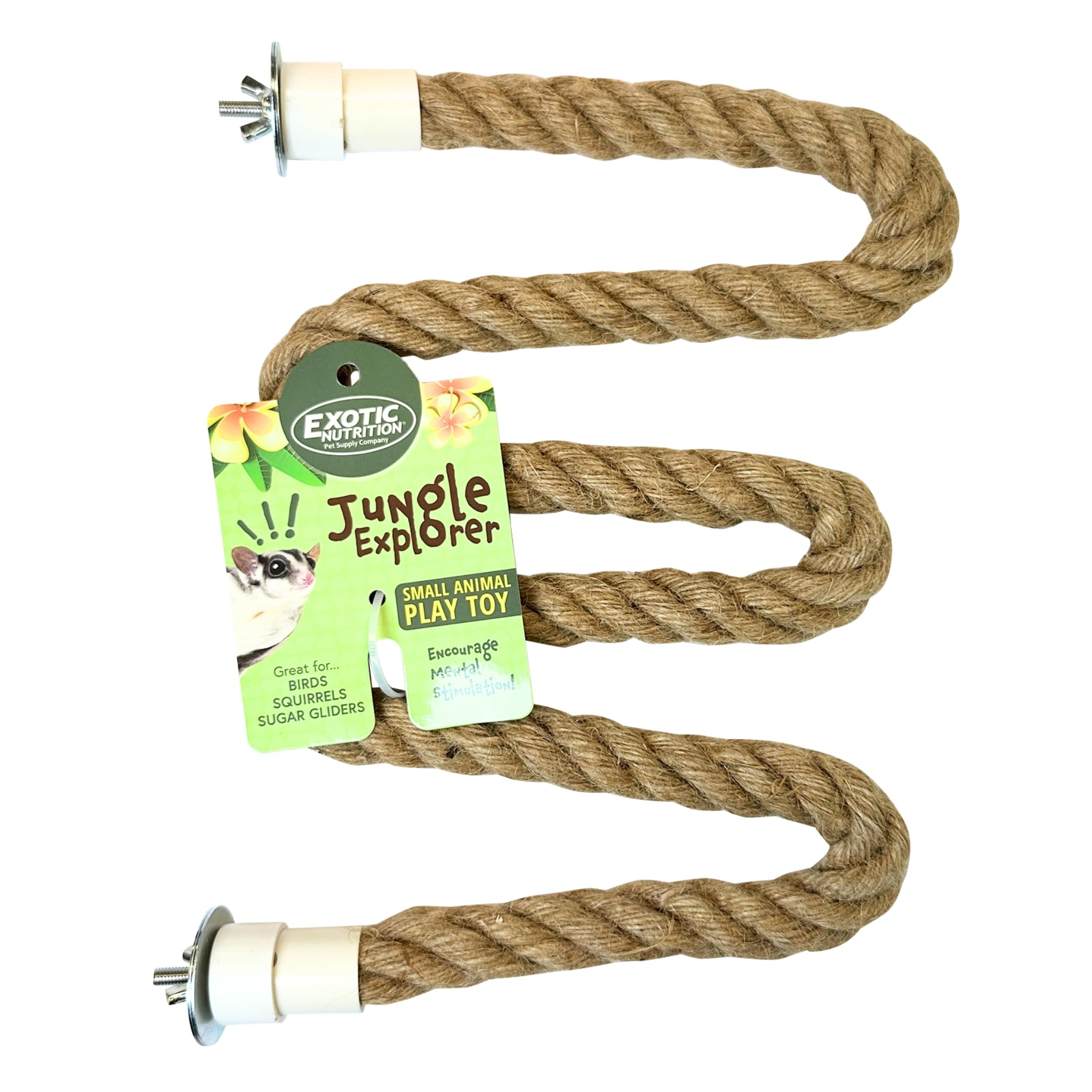 42 Inch Natural Rope (Regular) - Flexible Bendable Climbing Rope Perch Cage Accessory Toy - Sugar Gliders, Squirrels, Degus, Mar
