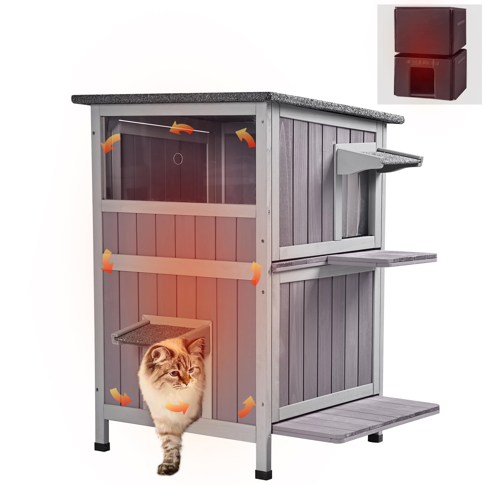 Cat House Outdoor Insulated Feral Cat Shelter For Winter