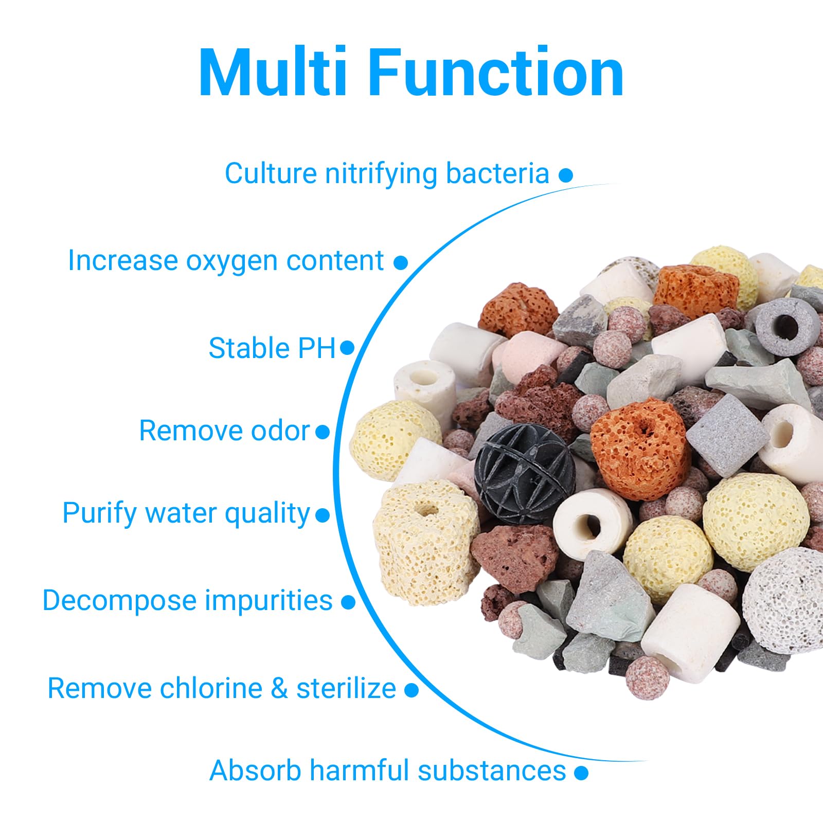 Segarty Filter Media,12 In 1 Bio Media For Aquarium Sump Filter Ceramic Rings Activated Carbon Bio Balls Freshwater Marine Biolo