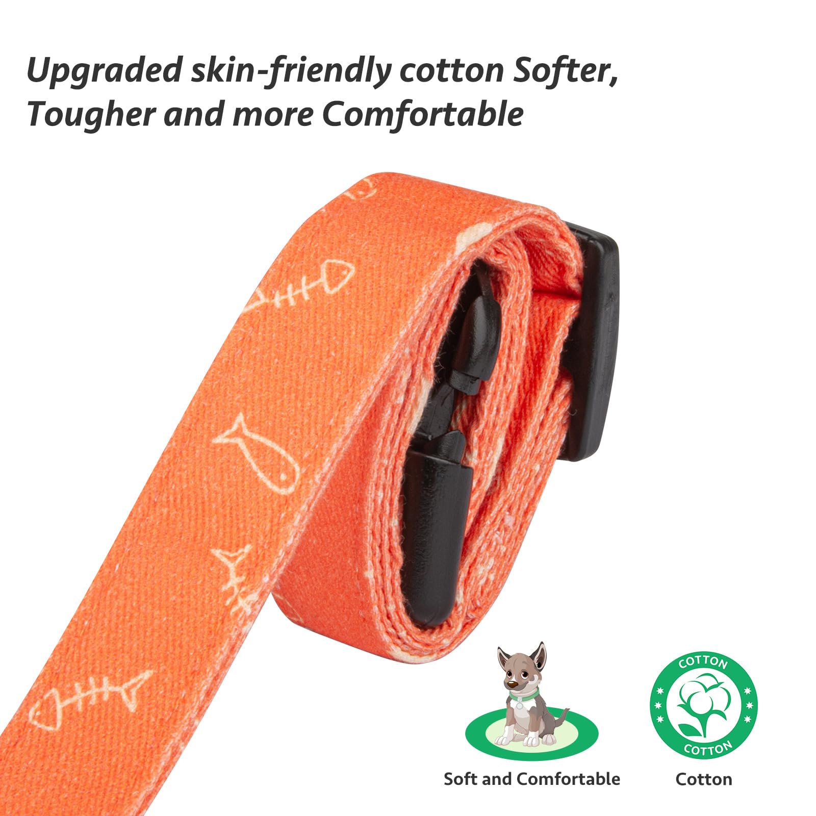 Cotton Handmade Dog Collar Cute And Distinctive Patterns Orange Fish With Pendant For Girl Boy Dogs Collars M