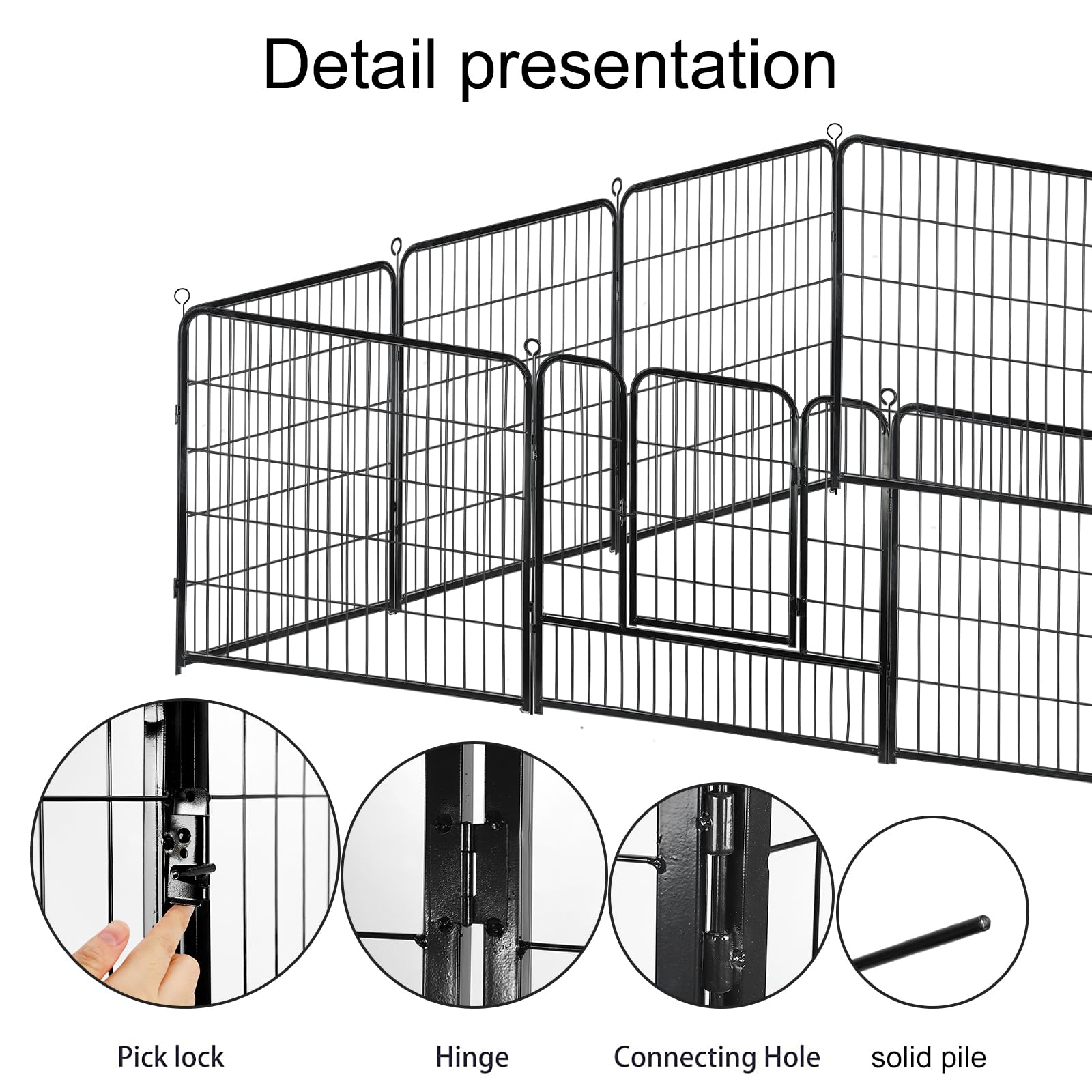 Confote Dog Playpen Pet Dog Fence 16 Panel 32 Inch Foldable Exercise Pen Outdoor Metal Pet Fence Barrier Kennel For Medium Dogs