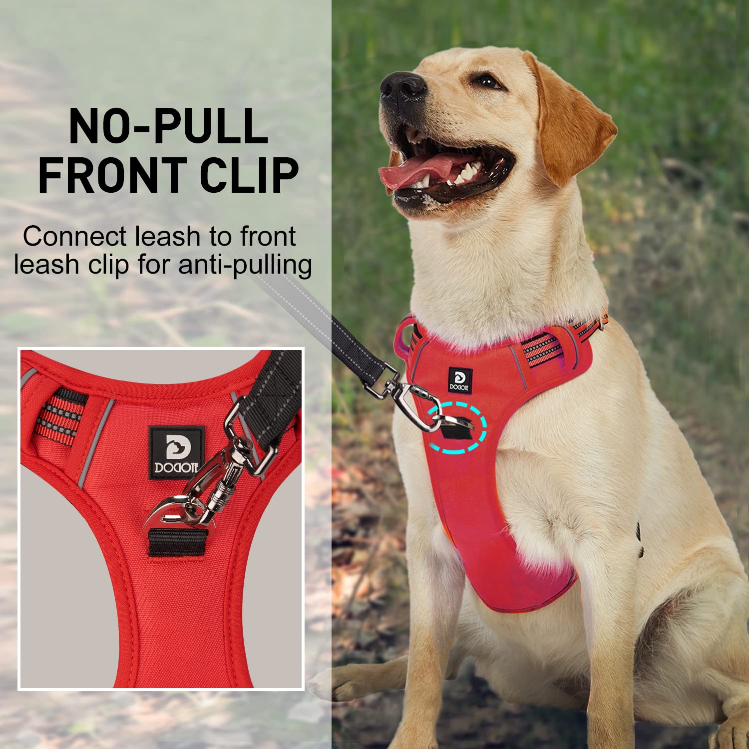 Dog Harness For Large Dogs No Pull With Handle 2 Metal Leash Clips, Adjustable Reflective Puppy Harness, Breathable Camo Oxford