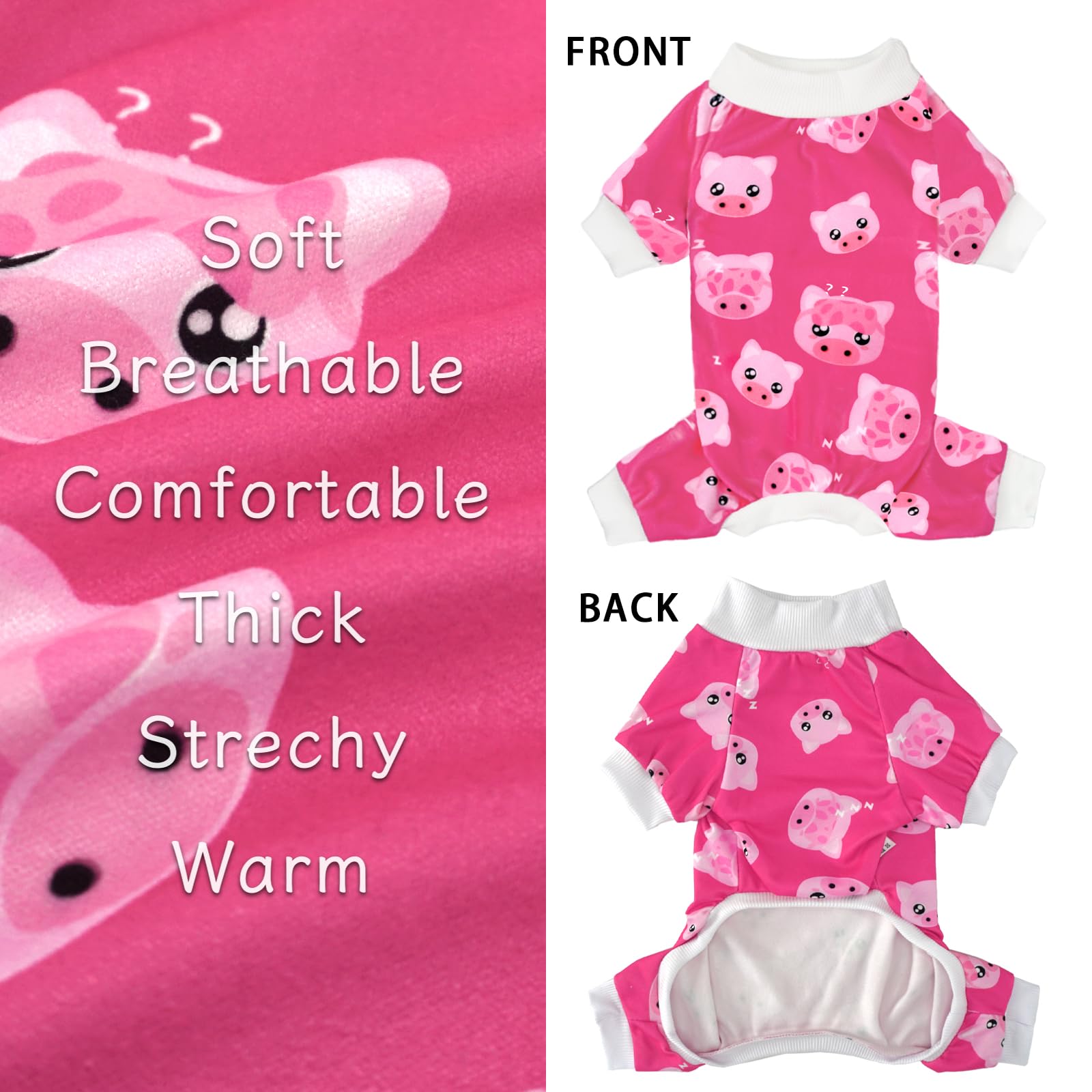 Xpudac Dog Pajamas Soft Stretchy Pig Dog Clothes For Small Medium Dogs Pet Jumpsuit Cat Apparel-Large 200-Pig02-L