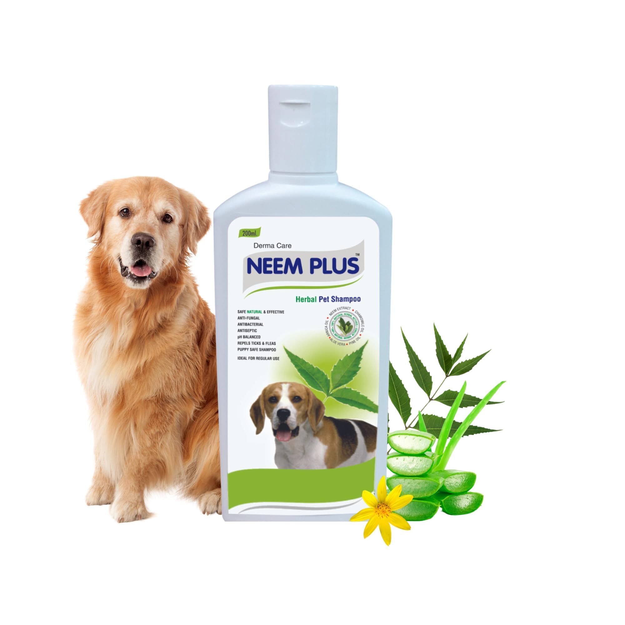 Pil Neem Plus Herbal Pet Shampoo 200 Ml | Puppy Safe Shampoo | Anti-Fungal, Antibacterial, Antiseptic & Ph Balanced Pet Shampoo 