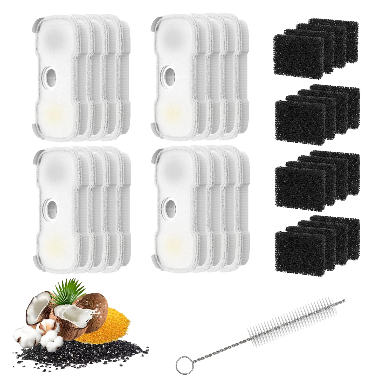 16 Packs Cat Water Fountain Filter Replacement Compatible with PETLIBRO Dockstream Cat Water Fountain PLWF005/PLWF115/PLWF105, 4
