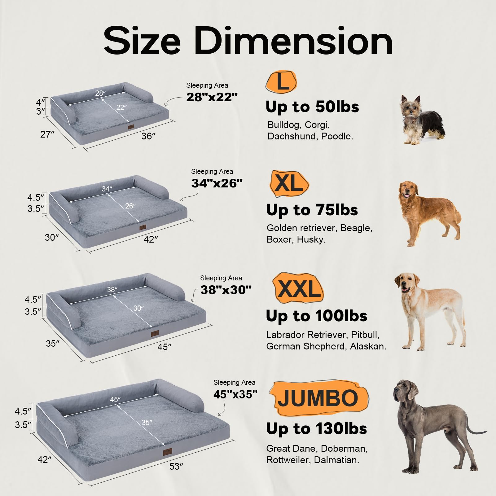 Large Dog Bed Orthopedic Washable: Beds Bolster - Xl Xlarge Extra Big Dogs - Memory Foam - Couch Sofa - Waterproof With Removable Cover