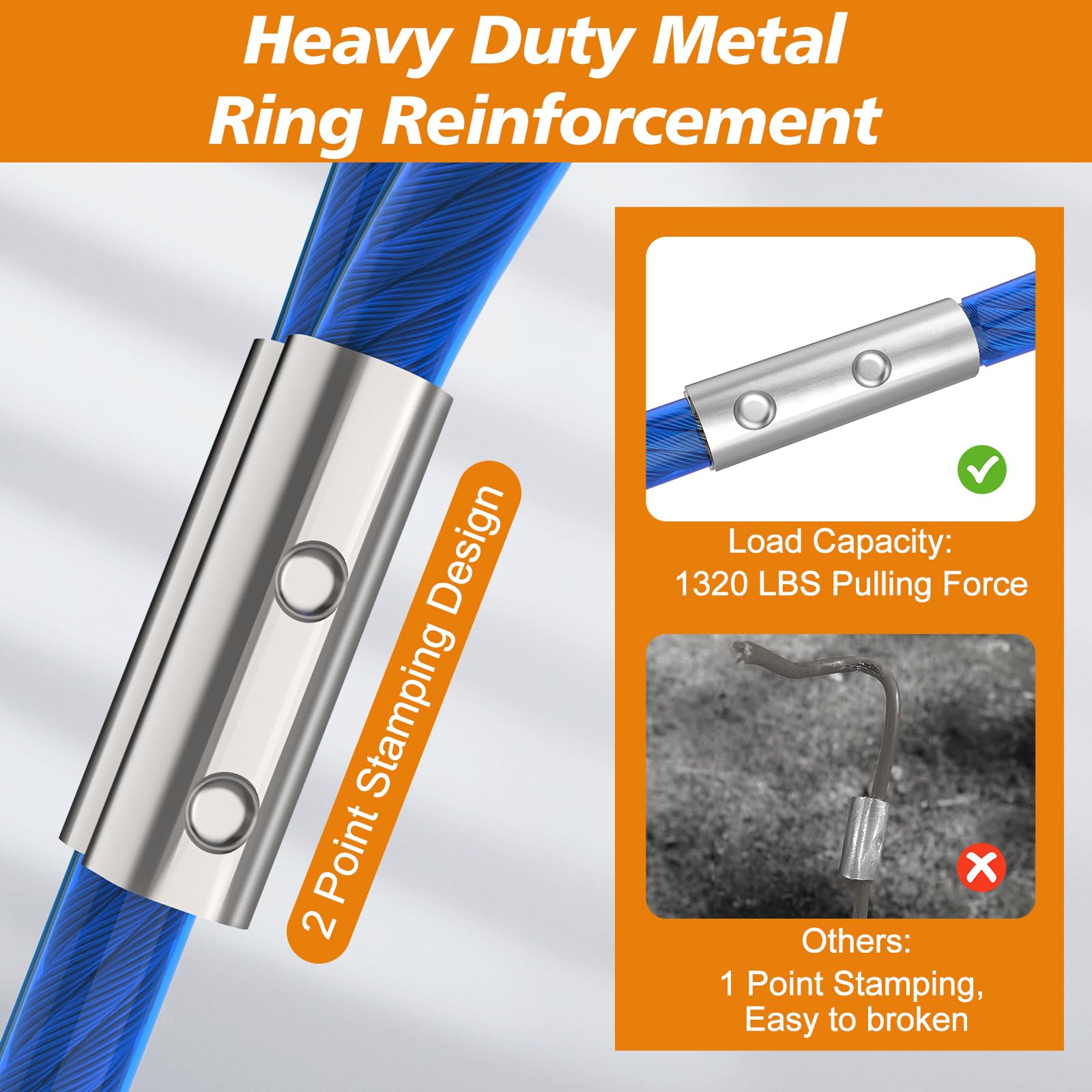 Tresbro 10 Ft Dog Tie Out Cable, Heavy Duty Dog Chains For Outside With Spring Swivel Lockable Hook, Pet Runner Cable Leads For Yard, Blue Dog Line Tether For Small Medium Large Dogs Up To 500 Lbs