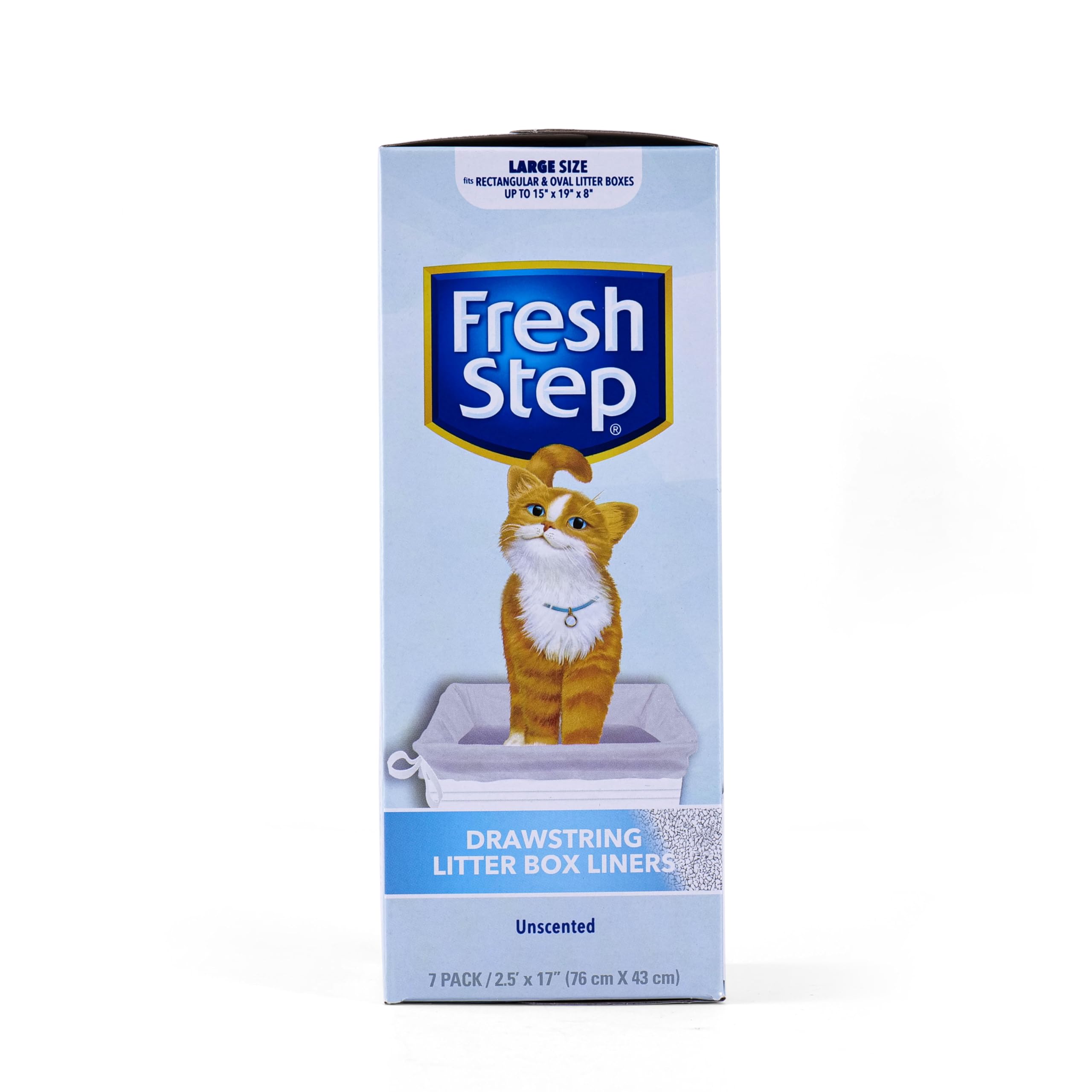 Fresh Step Drawstring Cat Litter Box Liners, Unscented, Size Large, 30' X 17' - 7 Count | Kitty Litter Bags, Cat Litter Liners For All Cats To Keep Your Home Clean