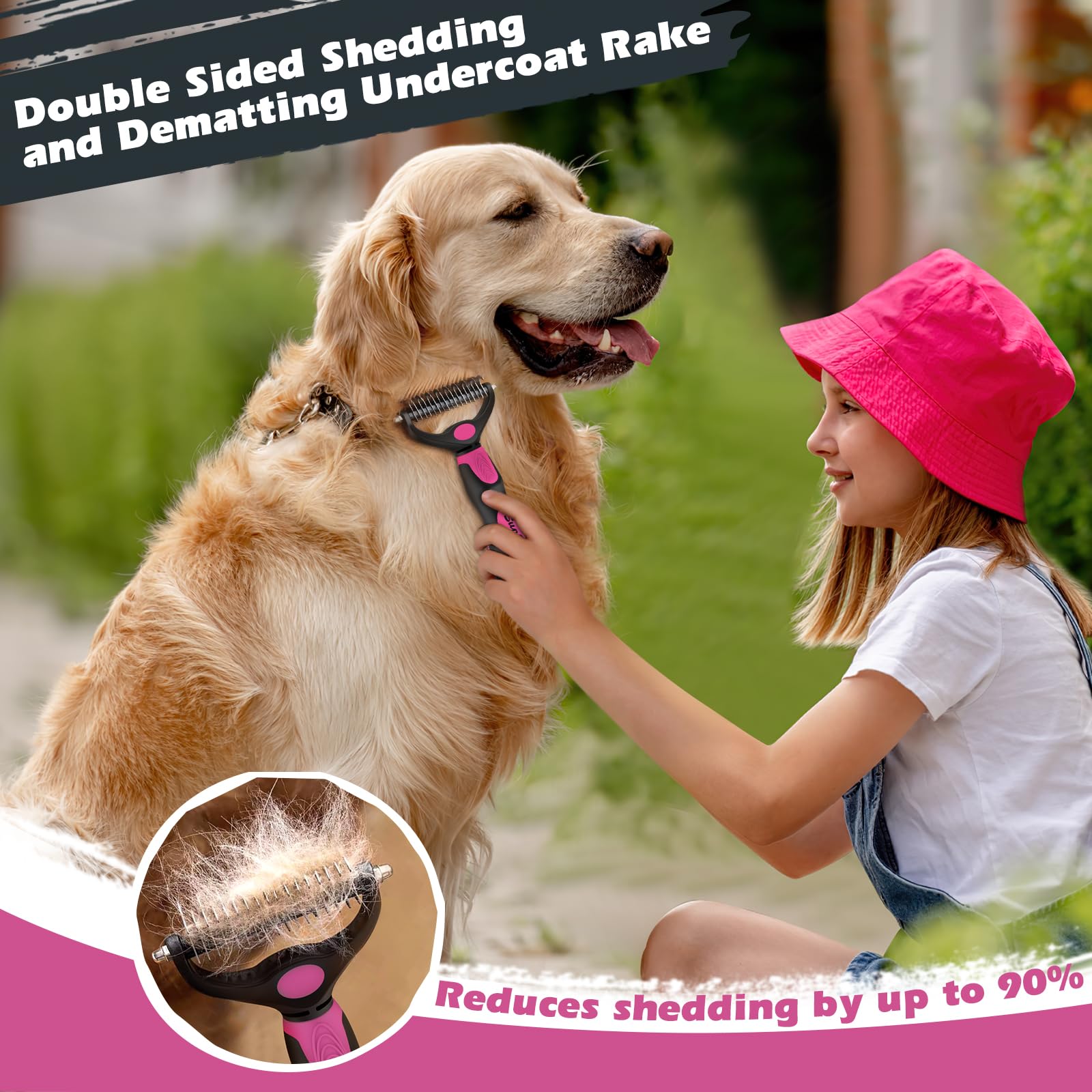 Augwind 3Pcs Dog Brush I Dog Brush For Shedding I Deshedding Dog Brush I Dog Bath Brush I Slicker Brush For Dogs I Dog Comb I Premium Pet Supplies (Red Black)