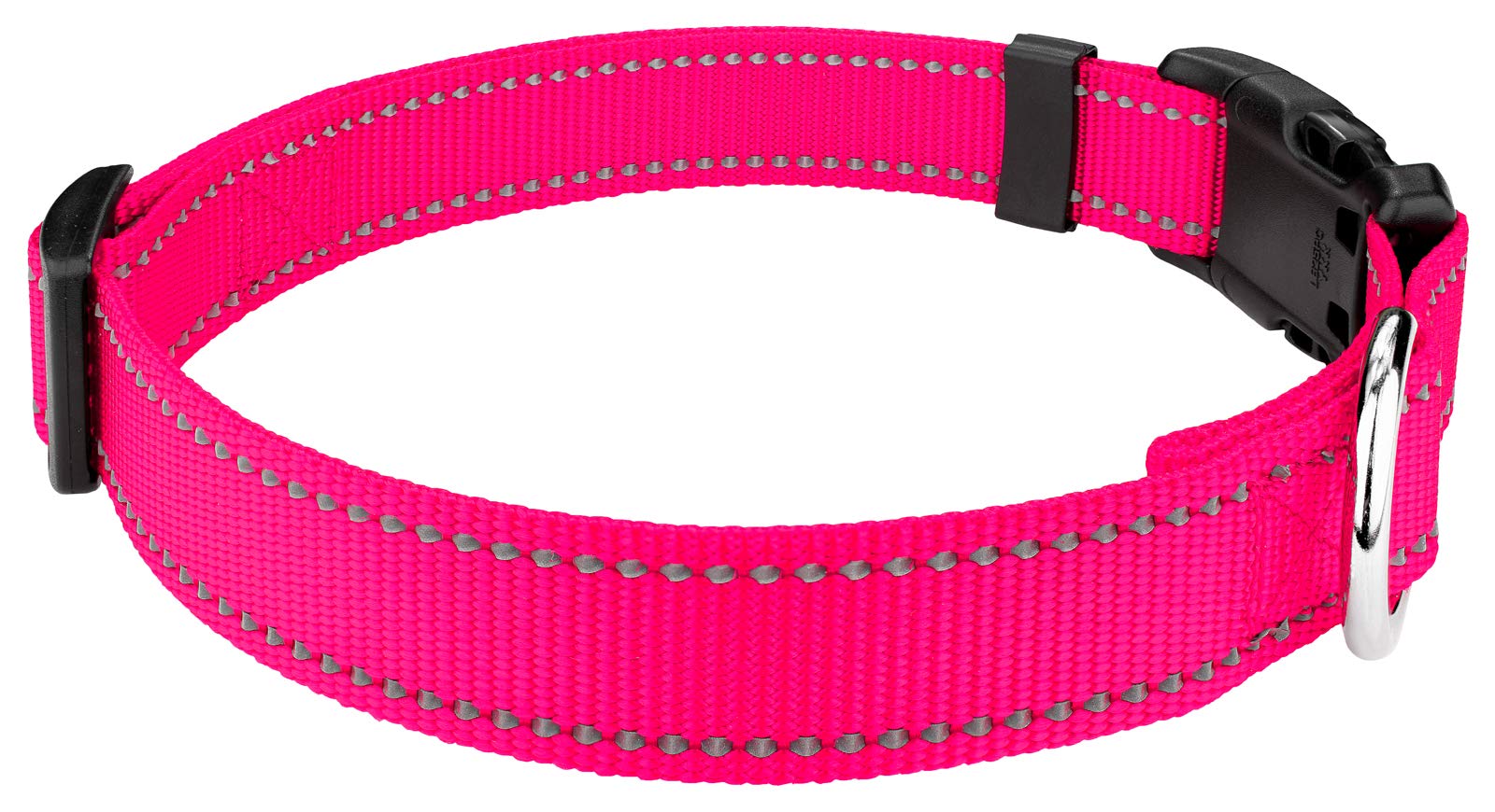 Country Brook Petz - Deluxe Hot Pink Reflective Nylon Dog Collar - Small