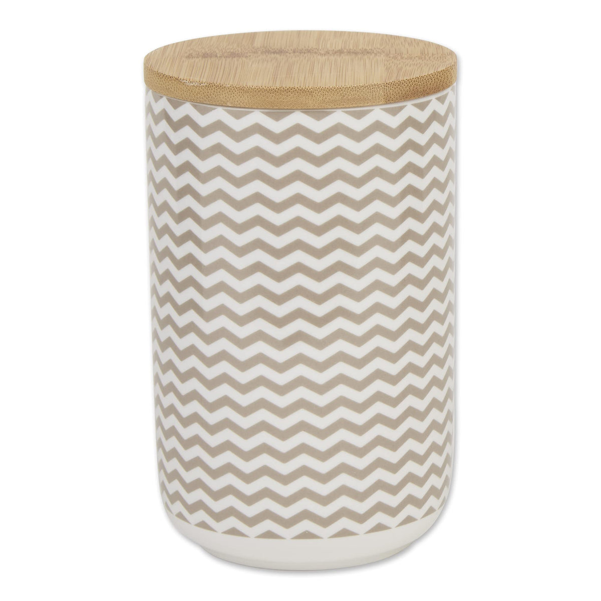 Bone Dry Chevron Ceramic Pet Treat Canister With Bamboo Lid, Dishwasher Safe Countertop Storage, Keep Dog & Cat Treats Safe & Dry, 4X6.5, Stone