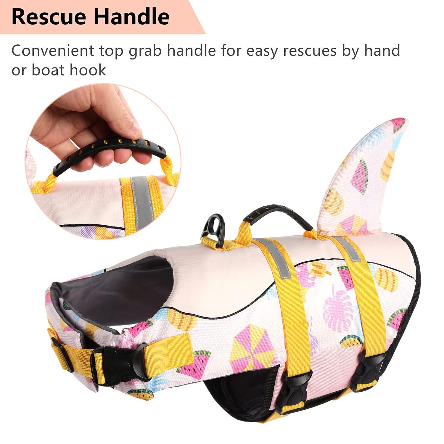 Asenku Dog Life Jacket Pet Life Safety Vest For Swimming Boating, Dog Shark Life Jackets Dog Lifesavers Swimsuits For Pool, Dog