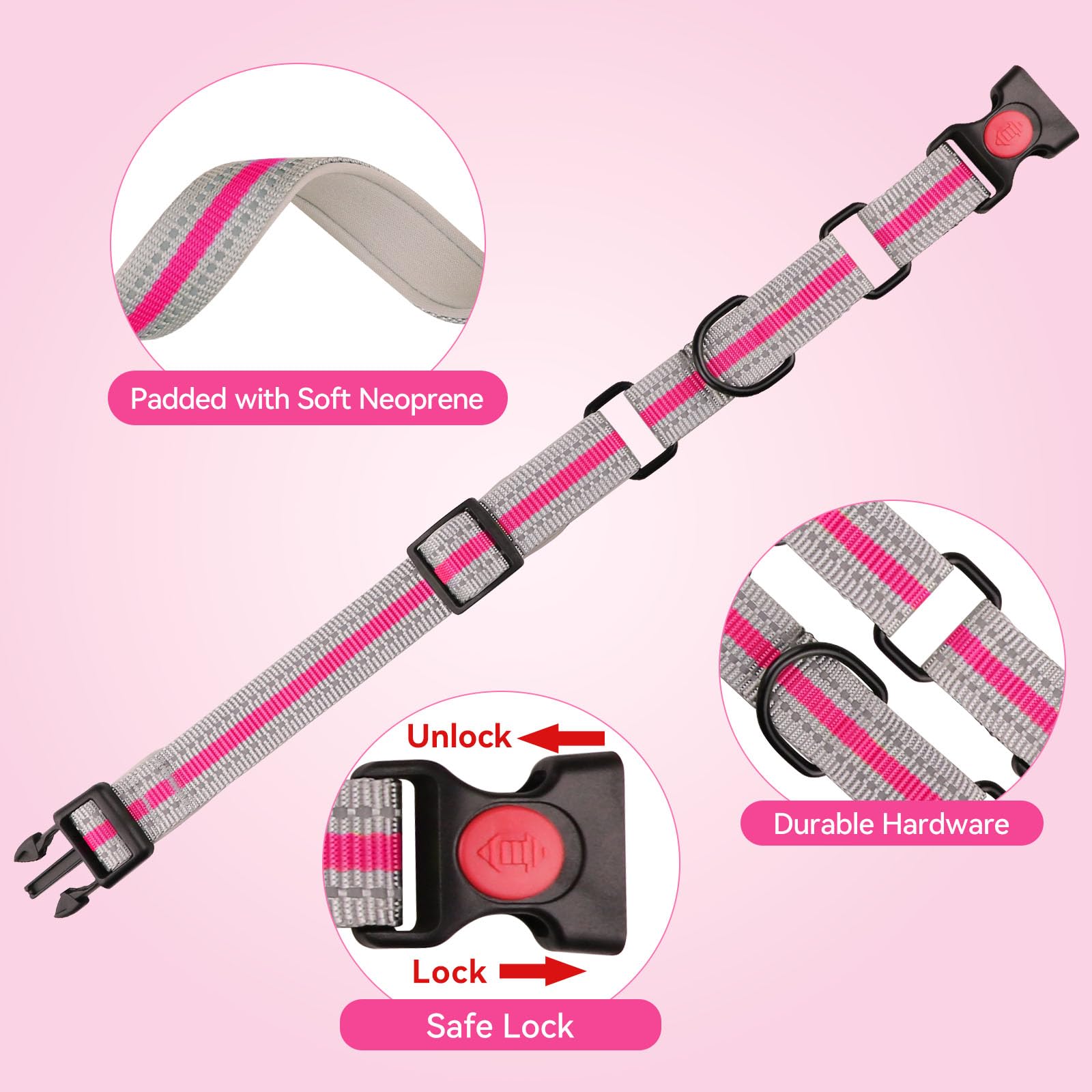 Martingale Collar For Dogs,Soft Neoprene Padded Reflective Martingale Collar And Leash Set Safety Buckle Nylon Martingale Dog Co