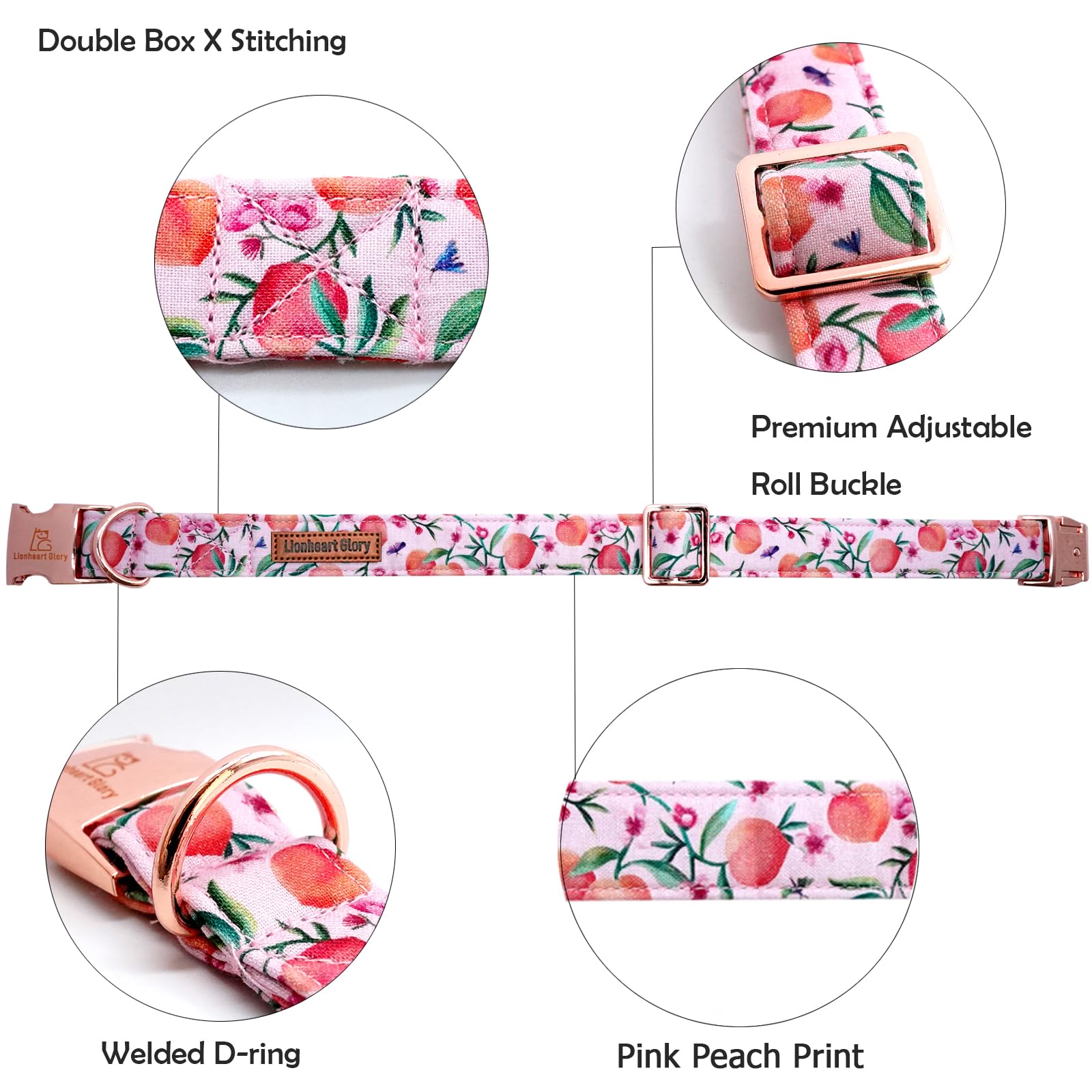 Lionheart Pink Dog Collar - Soft, Durable, Adjustable - Spring Collar For Puppies & Girls