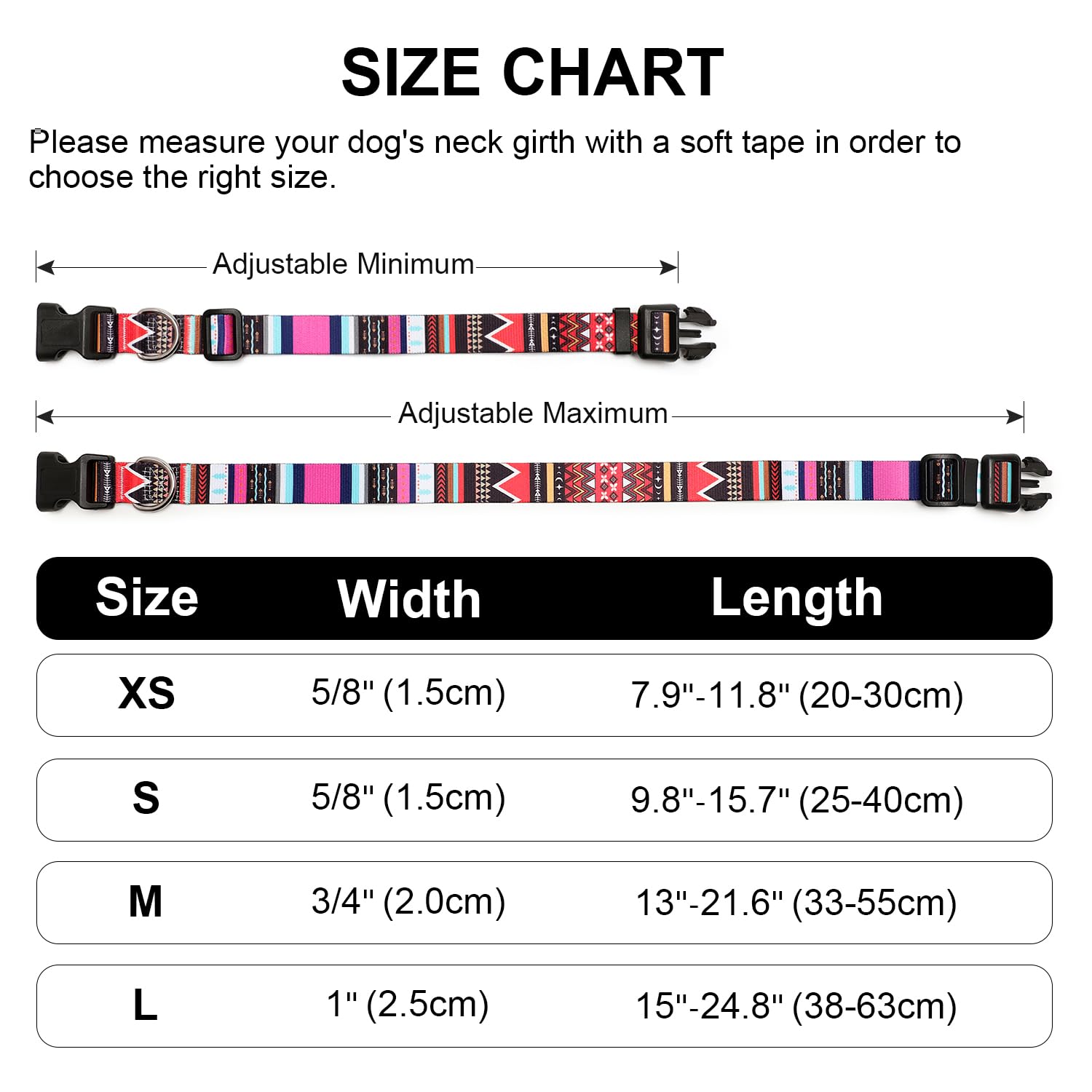 Mercano Adjustable Dog Collar - Special Design Patterns, Soft Nylon Comfortable Durable Pet Collar For Small Medium Large Dogs (M, Tribal Pink)