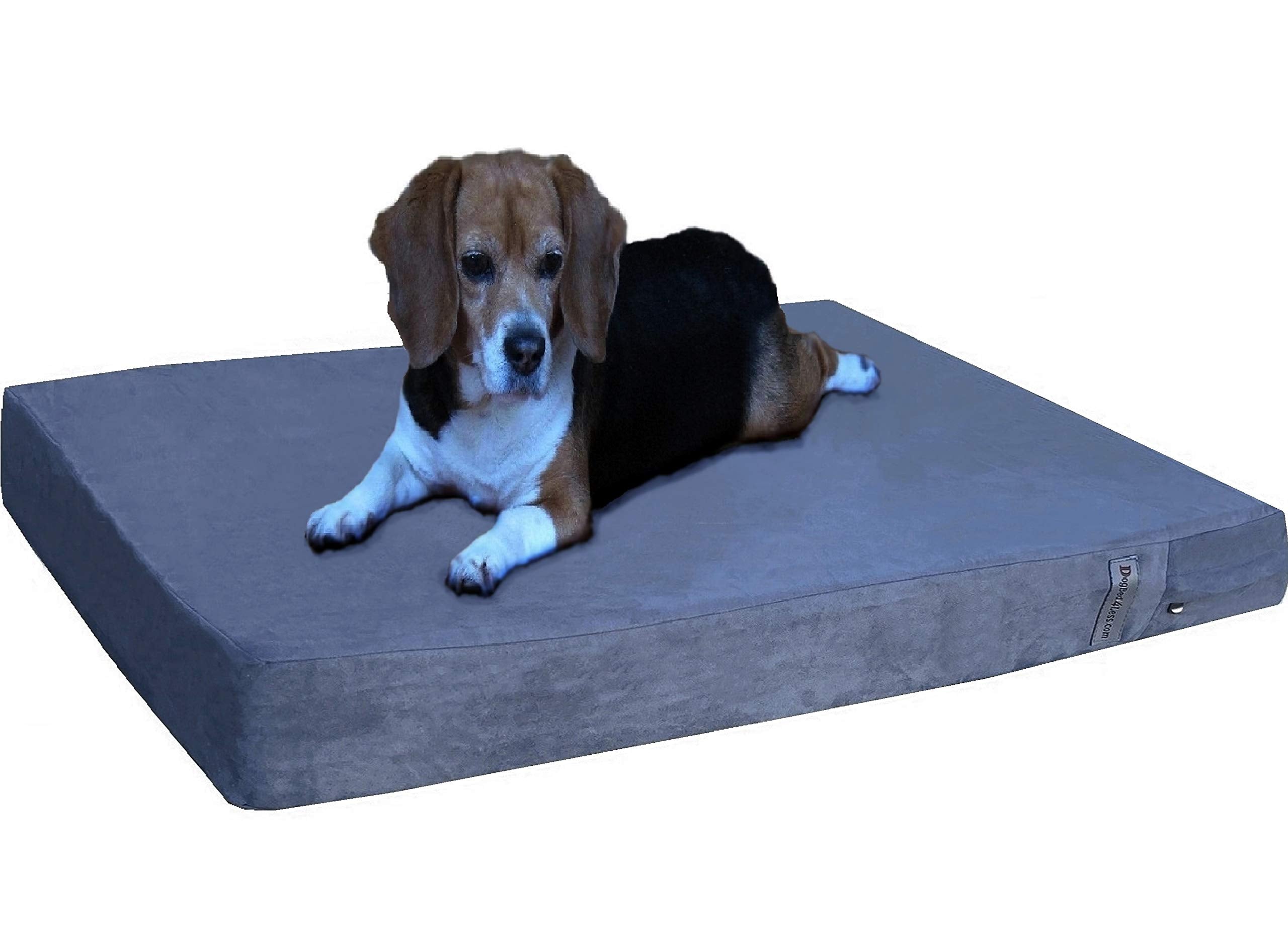 Dogbed4Less Orthopedic Gel Memory Foam Dog Bed With Microsuede Gray Cover, Waterproof Liner And Extra Replacement Pet Bed Case, 