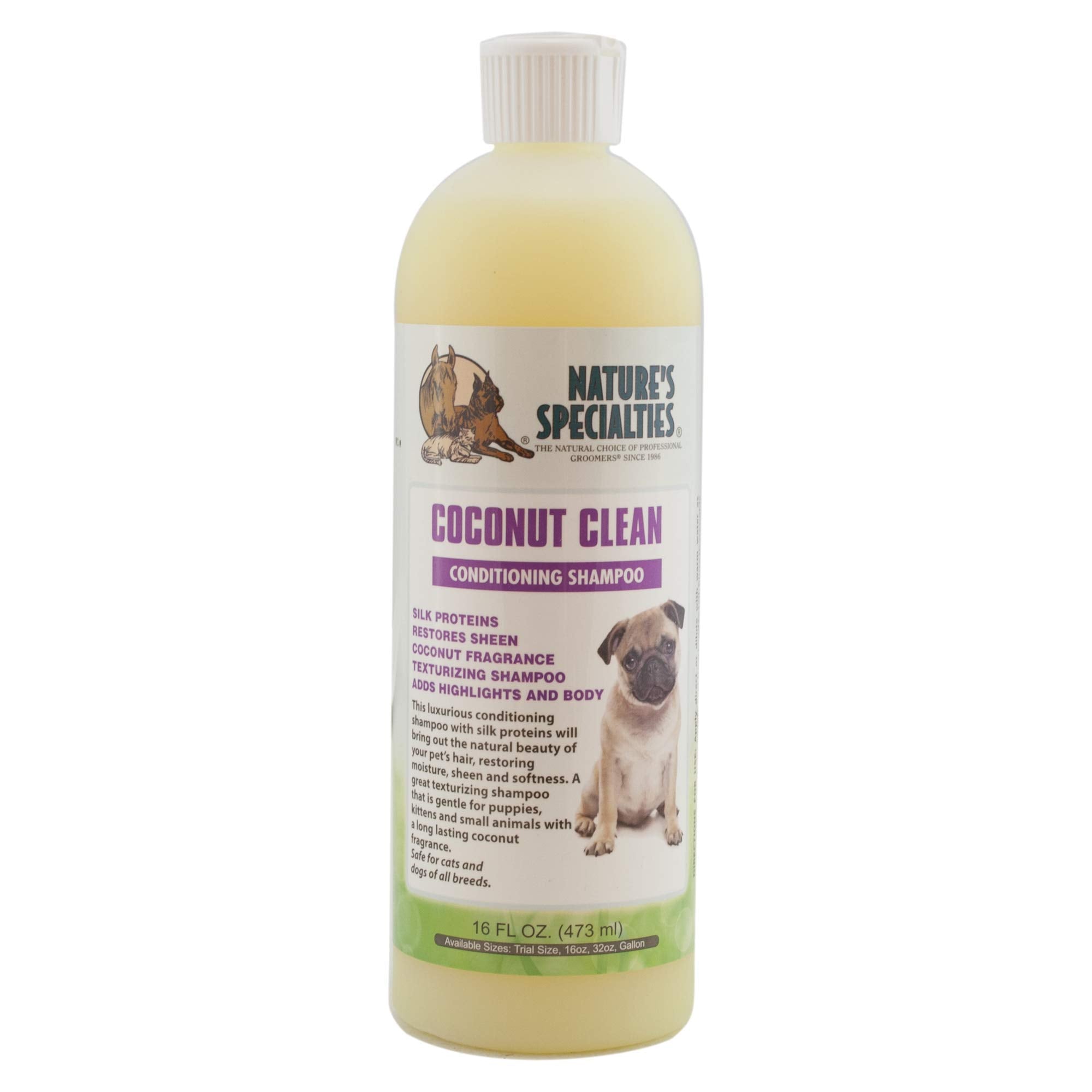 Nature'S Specialties Coconut Clean Ultra Concentrated Dog Conditioning Shampoo For Pets, Makes Up To 2 Gallons, Natural Choice For Professional Groomers, Adds Highlighting And Body, Made In Usa, 16 Oz