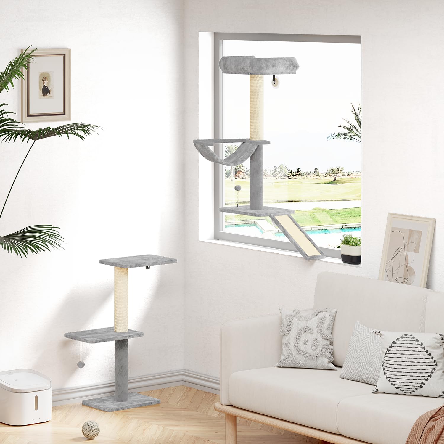 NUNU LAB Wall Mounted Cat Climber Set, Wall Furniture Set, DIY Wall/Window Shelves, Scratching Post, Comfortable Bed, Cat Shelve