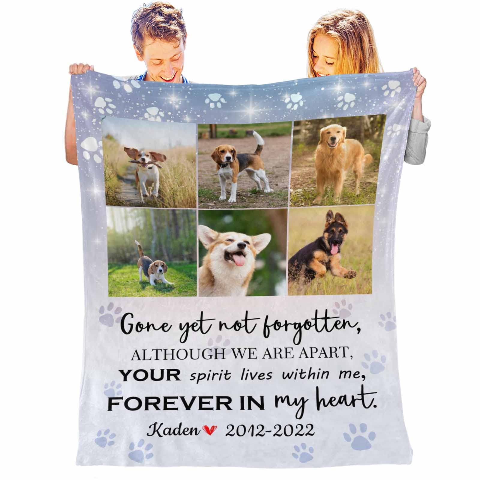 Interestprint Custom Memorial Blanket With Pet Photos And Name-In Loving Memory Gifts Personalized For Loved Ones Lost-Remembrance Blankets For Dogs Cats Pet Lover