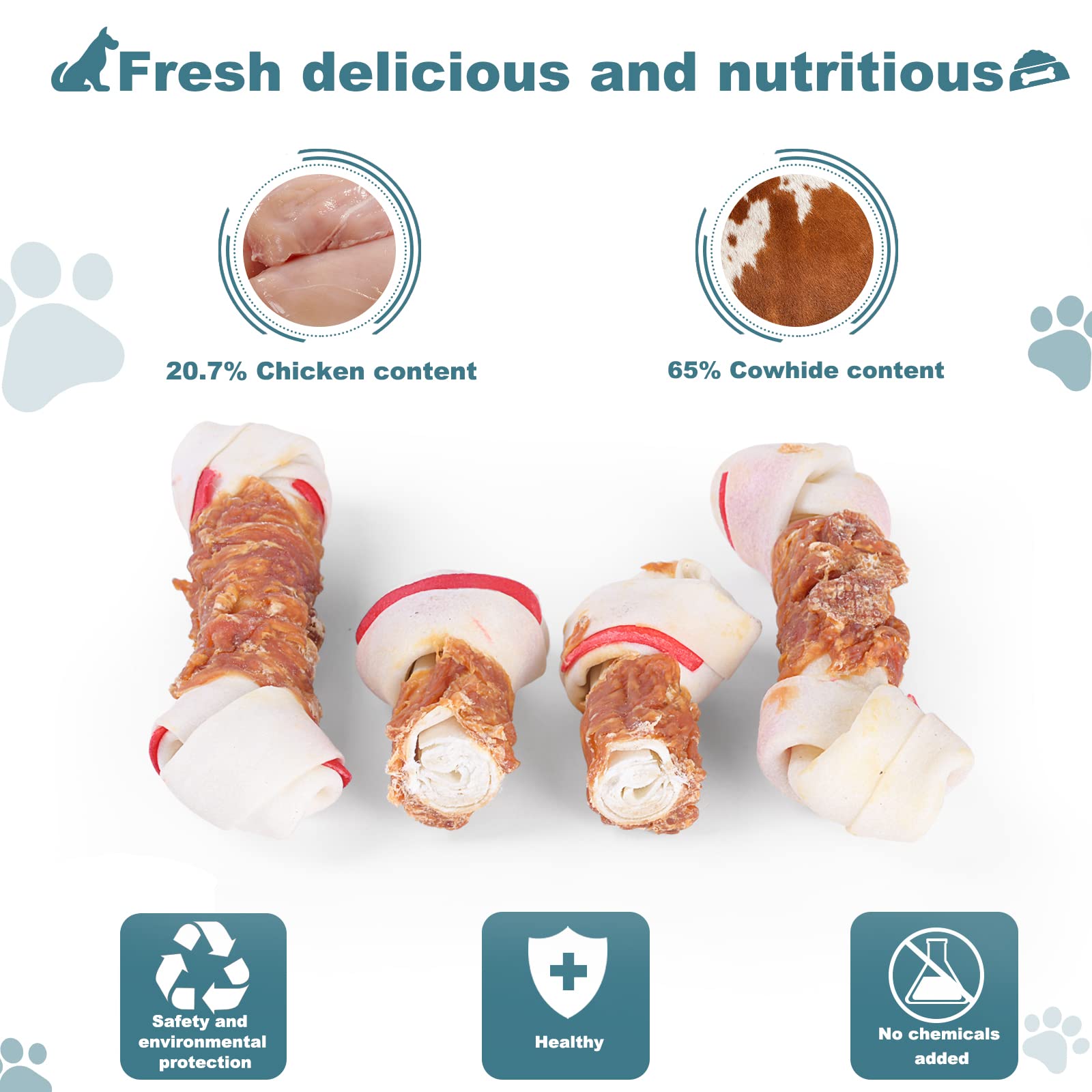 Pawant Dog Treats Chicken Wrapped Rawhide Bones for Small Dog Treats Puppy Chews Snacks Promotes Healthy Chewing Chicken Wrapped