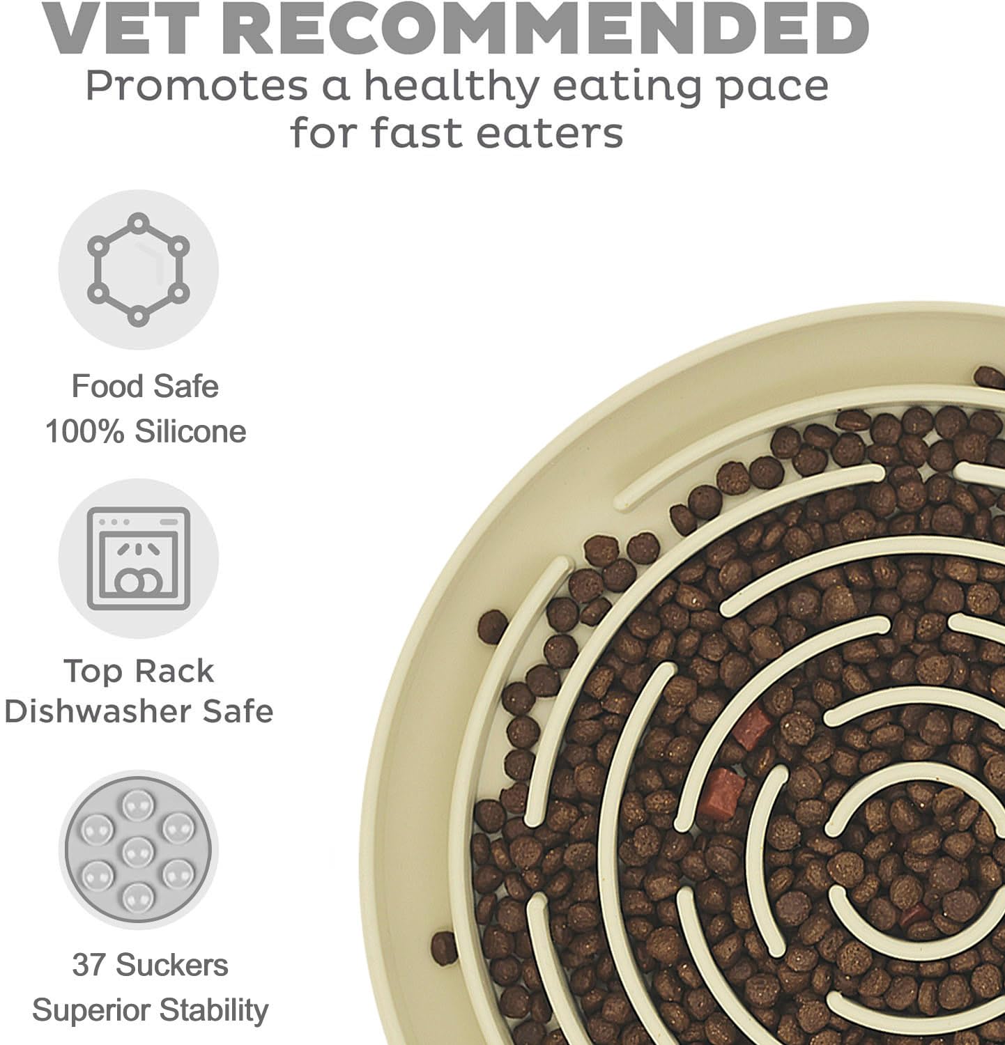 Slow Feeder Dog Bowls, Puzzle Silicone Dog Feeding Bowls For Dogs & Cats, Slow Feeder Non-Slip With Suction Cups, Anti-Choking,