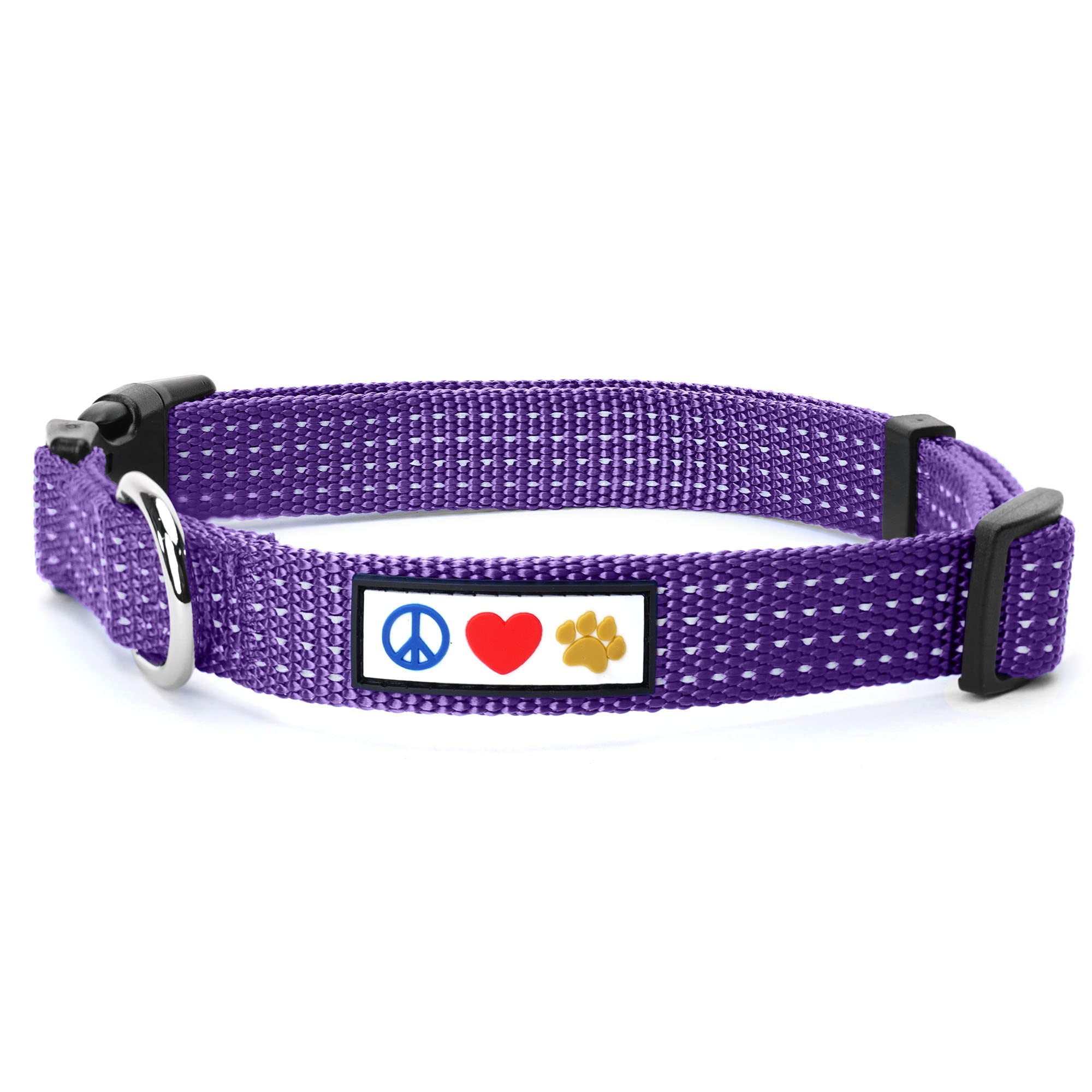 Pawtitas Reflective Dog Collar - Adjustable For Medium Dogs And Puppies - Purple