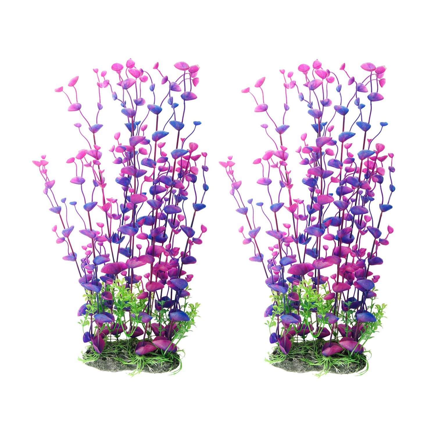 Cnz Aquarium Decor Fish Tank Decoration Ornament Artificial Purple Plastic Plant 16-Inch, 2-Pack