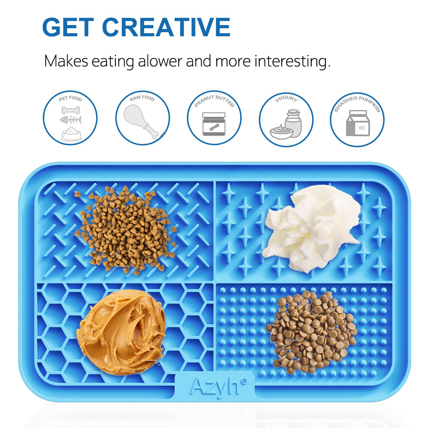 Azyh Licking Mat For Dogs & Cats 2 Pack, Slow Feeder Lick Pat For Large Dogs And Puppies, Anxiety Relief Dog Toys Feeding Mat Fo